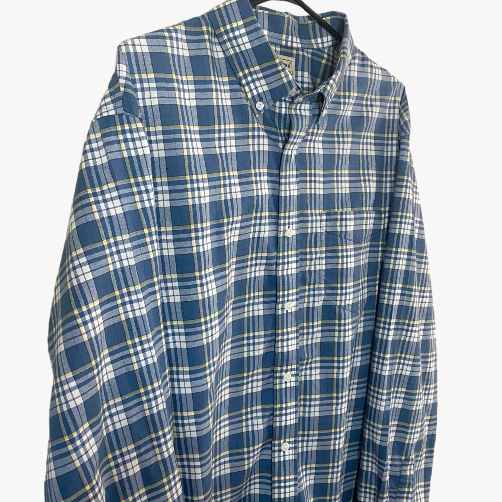 Vintage L.L. Bean Shirt XLT Tall Long Sleeve Traditional Blue Plaid Button Down Mens Size US XL / EU 56 / 4 - 4 Thumbnail