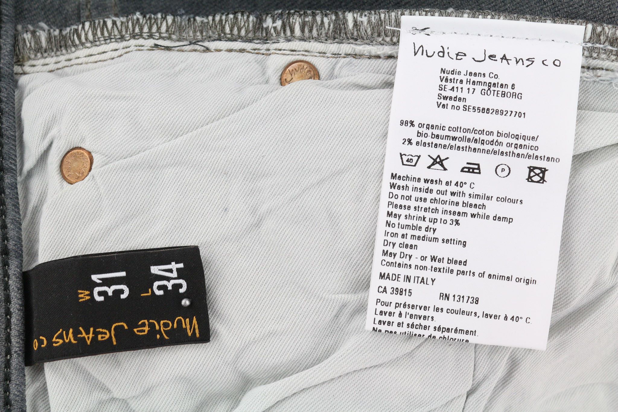 Nudie Jeans TIGHT LONG JOHN W31/L34 Organic Charcoal Zip Fit 80712 Size US 31 - 6 Thumbnail