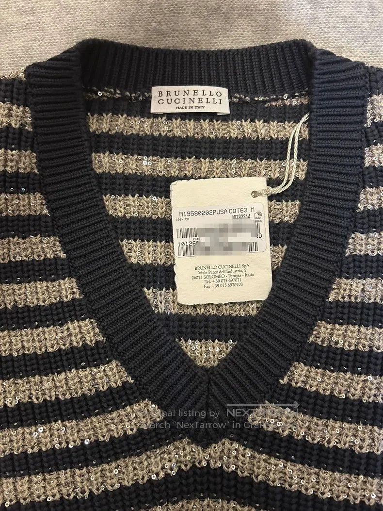Brunello Cucinelli Brunello Cucinelli 100% Cotton Vest with Fine Glitter Size M / US 6-8 / IT 42-44 - 4 Thumbnail