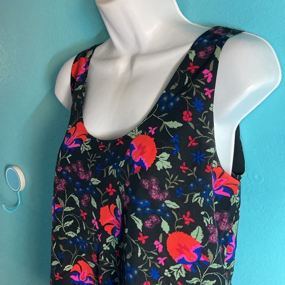Joie Joie Black Floral Silk Tank Size S Fully Lined Pullover Blou Size S / US 4 / IT 40 - 7 Thumbnail