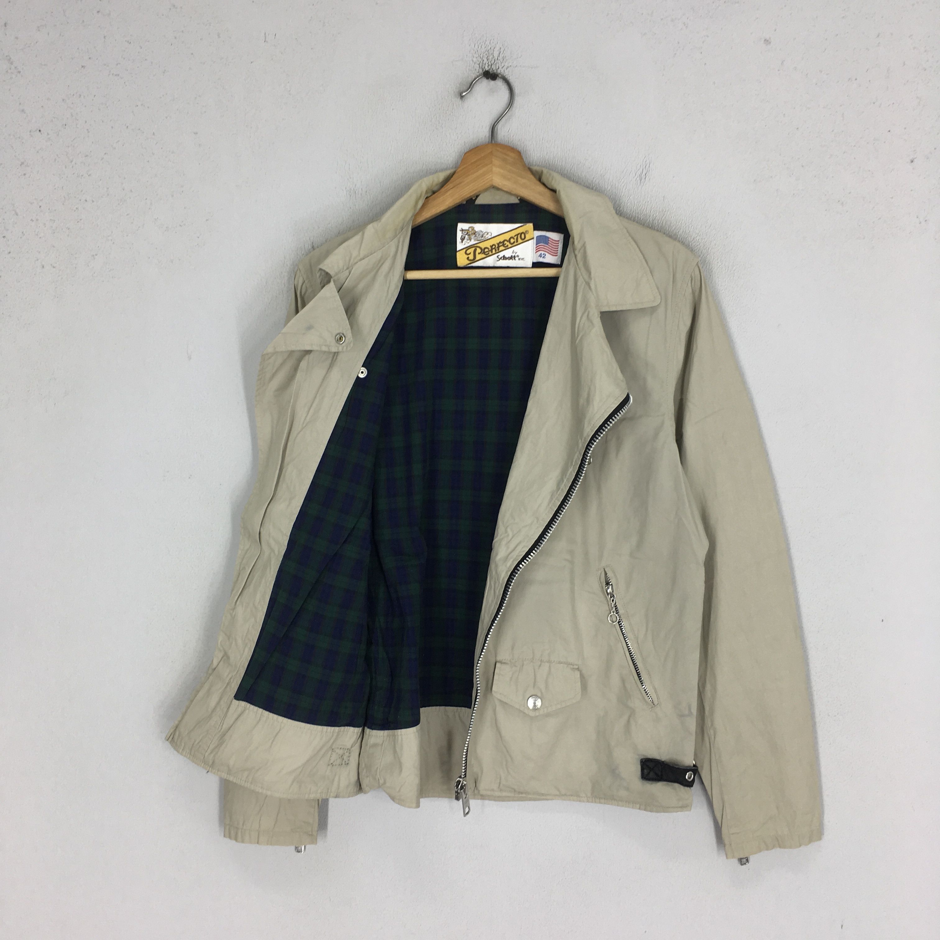 Tripp NYC Vintage 90's Schott Perfecto NYC Gray Jacket - 1848 Size US S / EU 44-46 / 1 - 2 Thumbnail