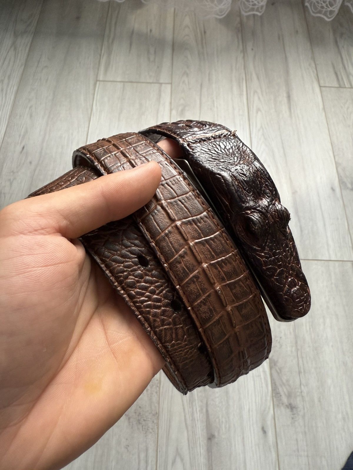 Leather Aligator skin leather belt Size ONE SIZE - 2 Thumbnail