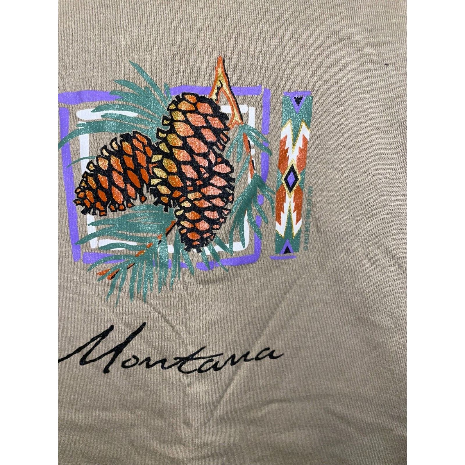 Jerzees Vintage Montana Brown Shirt Pinecone Tee VTG 90s 1997 Large Size US L / EU 52-54 / 3 - 3 Thumbnail