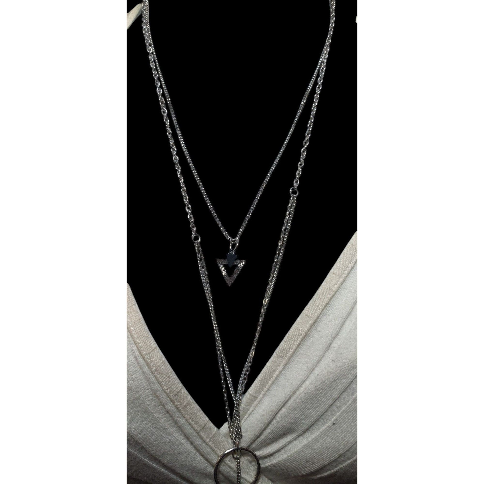 Other Multilayer Geometric Silver Tone Charm Necklace Size ONE SIZE - 6 Thumbnail