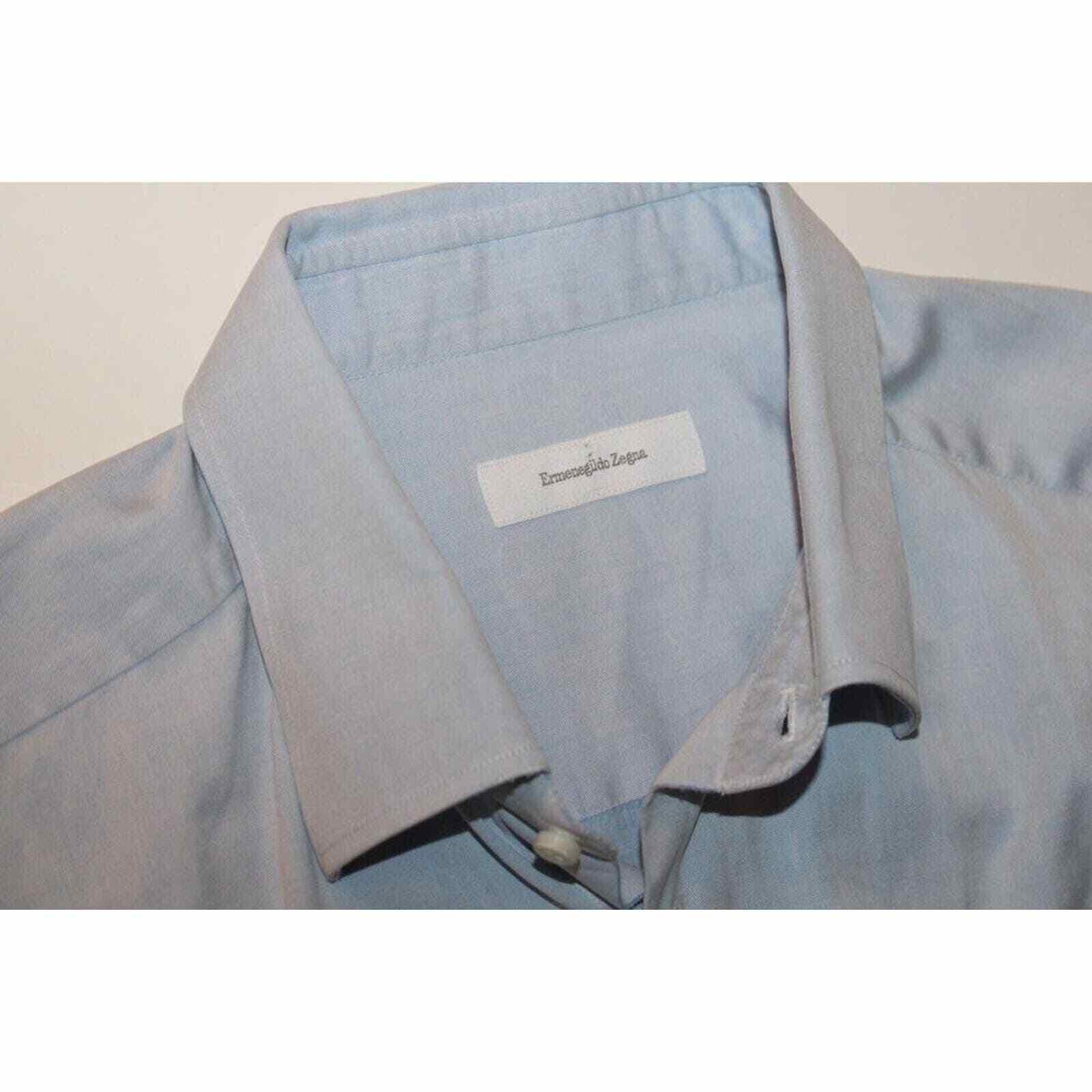 Ermenegildo Zegna Ermenegildo Zegna Blue Solid Button Up Long Sleeve Shirt XL Size US XL / EU 56 / 4 - 2 Thumbnail