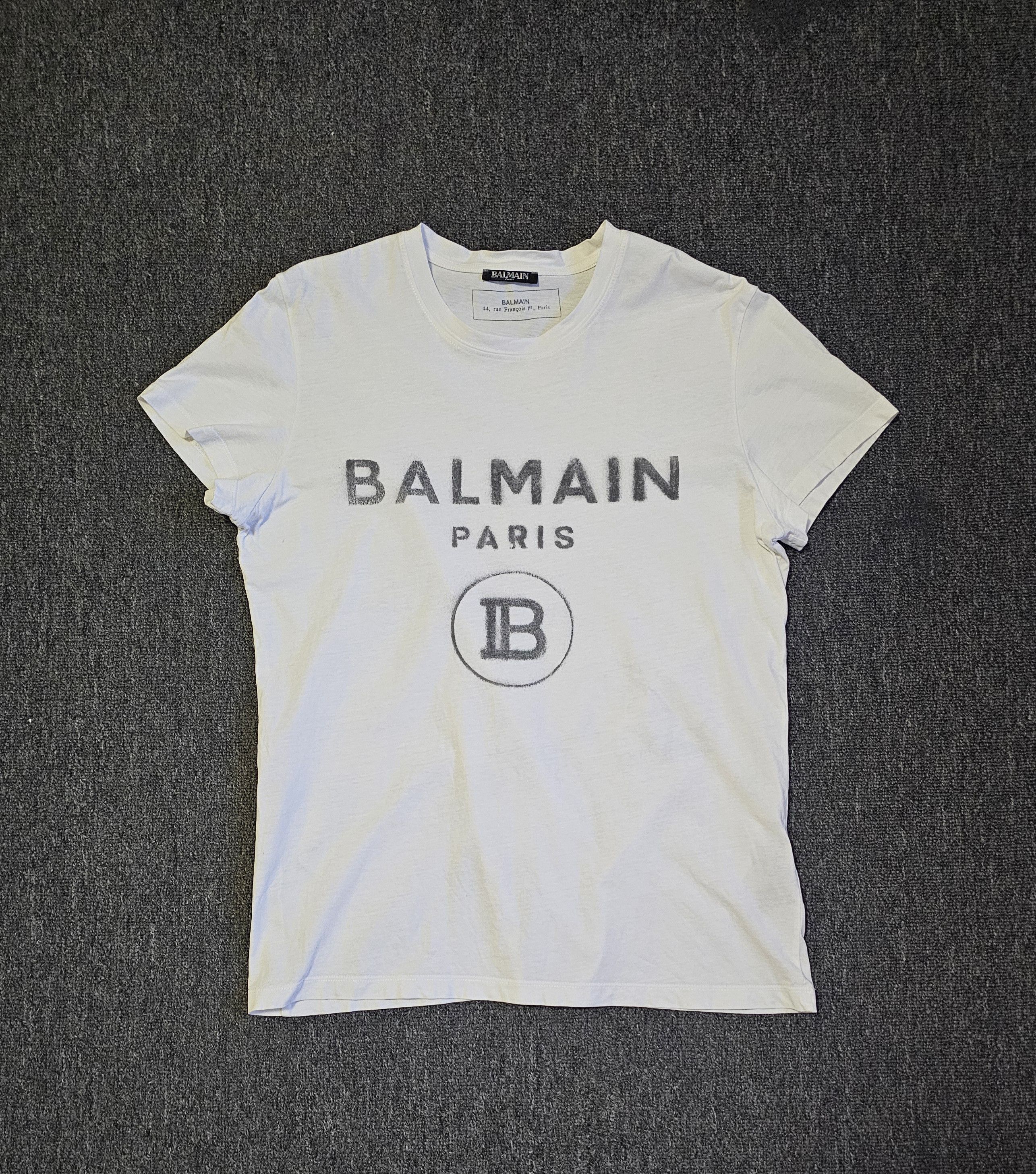 Balmain Balmain Men's White Shading Logo T-Shirt Size S Size US S / EU 44-46 / 1 - 1 Thumbnail