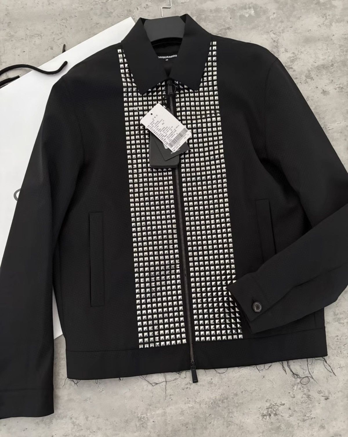 Dsquared2 Dsquared2 Black Slim-Fit Wool Jacket with Heavy Stud Detail Size US L / EU 52-54 / 3 - 1 Thumbnail