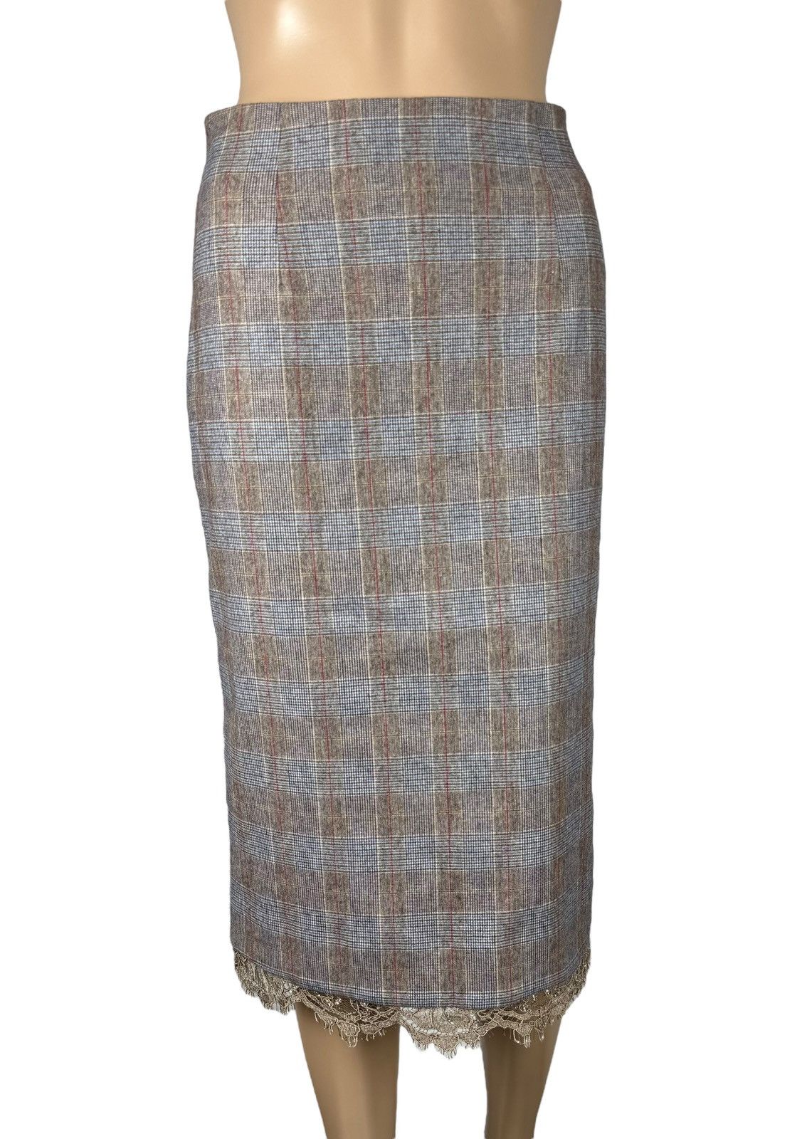 Blumarine Blumarine Plaid Long Skirt Wool with Lace size IT40 Size 27" / US 4 / IT 40 - 5 Thumbnail