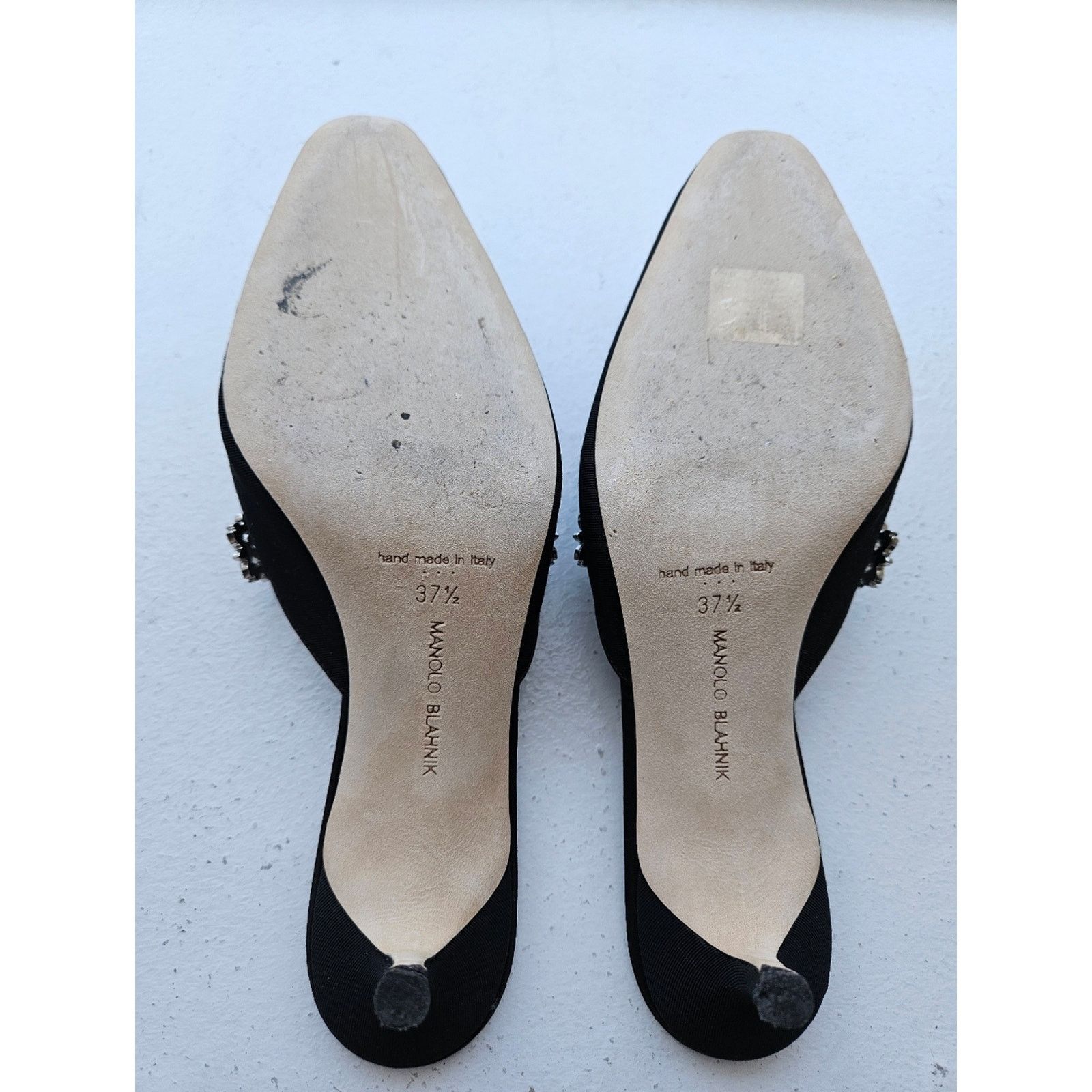 Manolo Blahnik Manolo Blahnik Black Satin Grosgrain Mules 37.5 "Kanembamu" Size US 7.5 / IT 37.5 - 7 Thumbnail