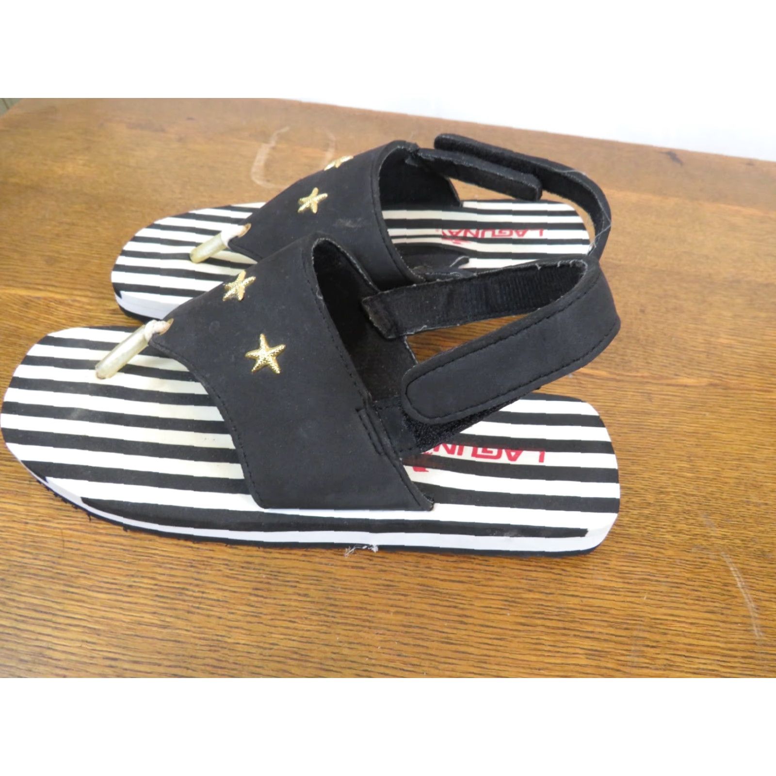 Vintage Laguna Dockers Ladies Black Slide Sandal 7/8 Women's Flip Flop White Stripes Stars N/A Size US 7 / IT 37 - 2 Thumbnail