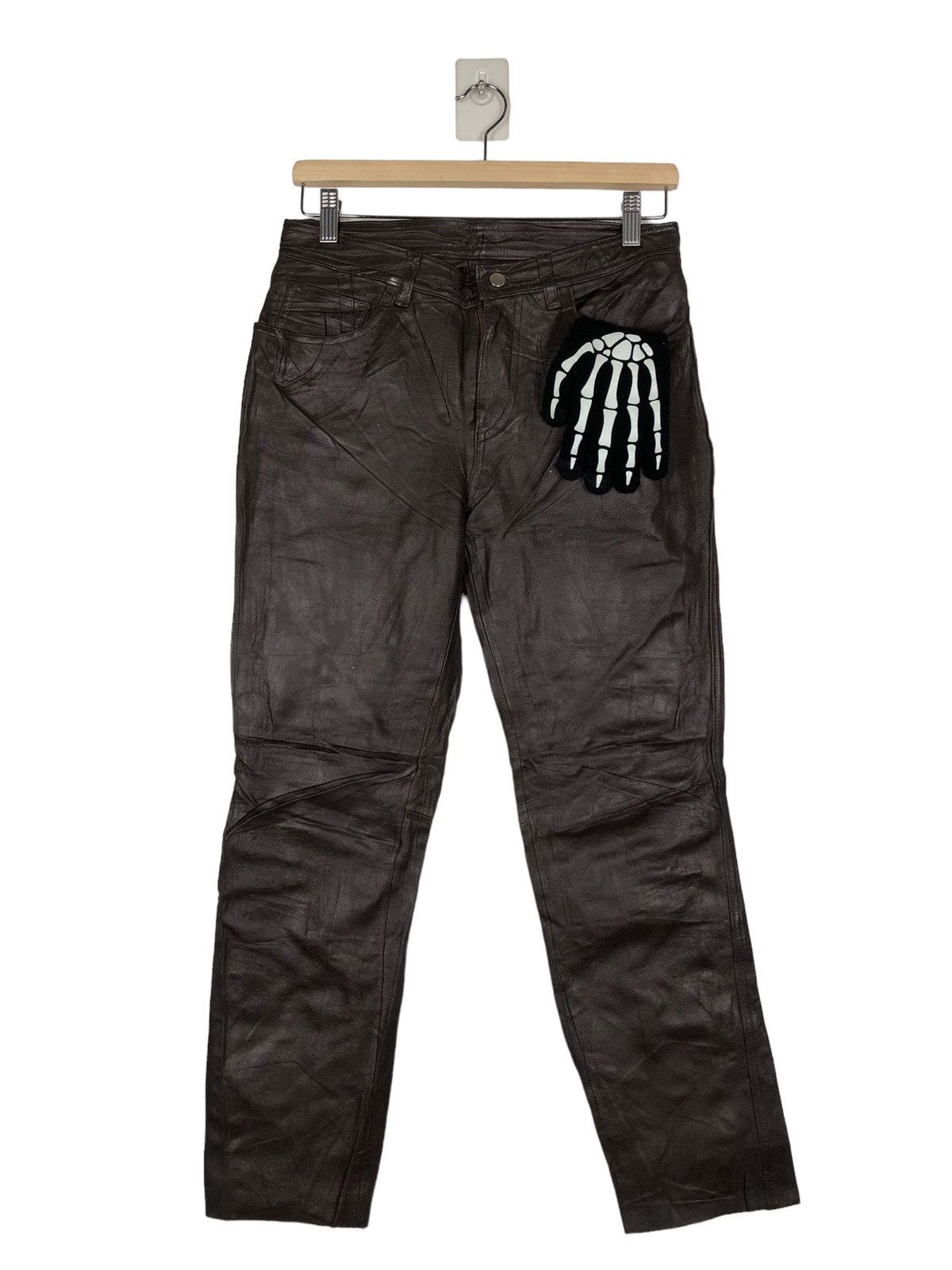 Genuine Leather 🔥Vintage Rich Brown Genuine Leather Pants Union Made Method Size US 28 / EU 44 - 1 Thumbnail