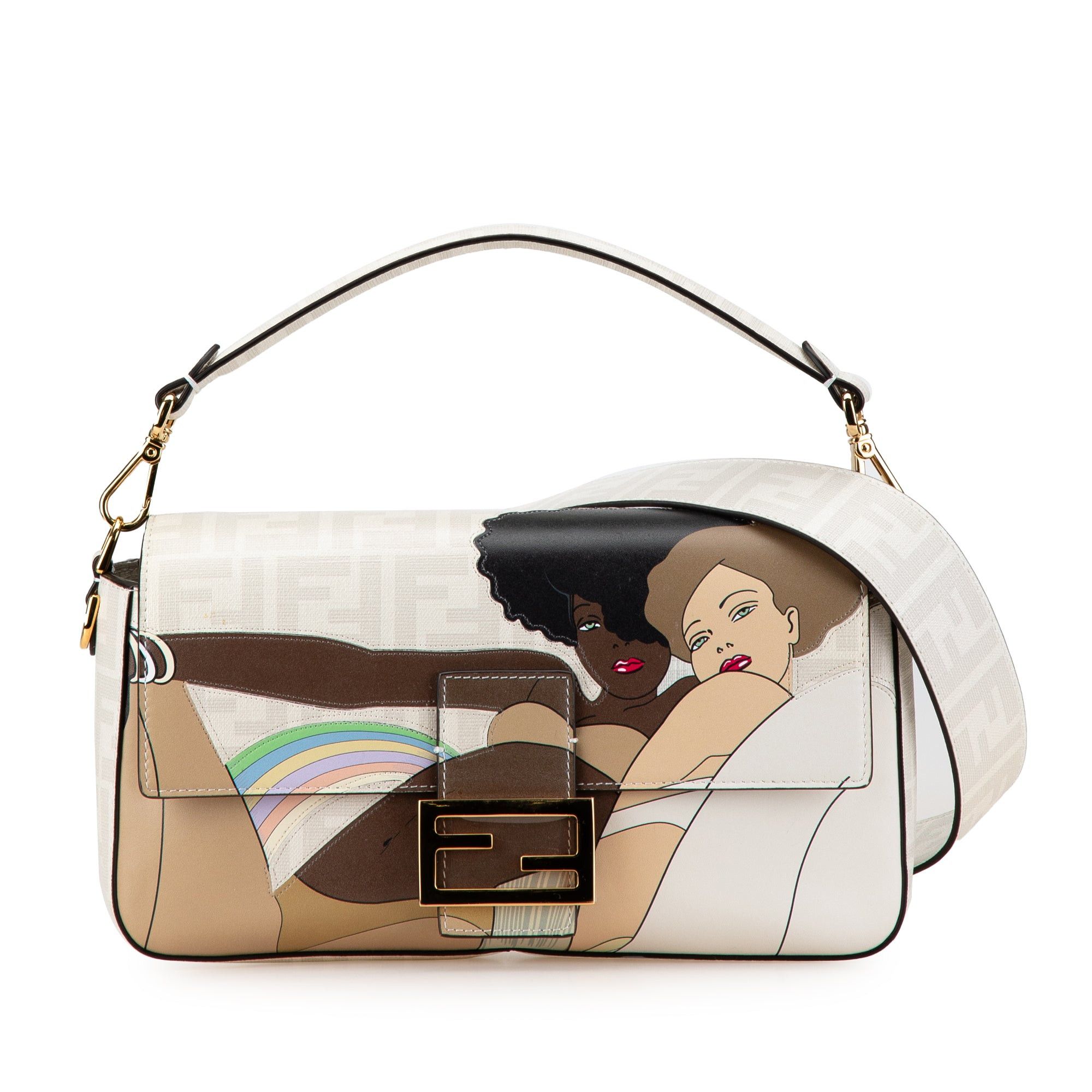 Fendi Fendi Zucca Graphic Print Coated Canvas Bikini Girls Baguette Satchel White Size ONE SIZE - 1 Thumbnail