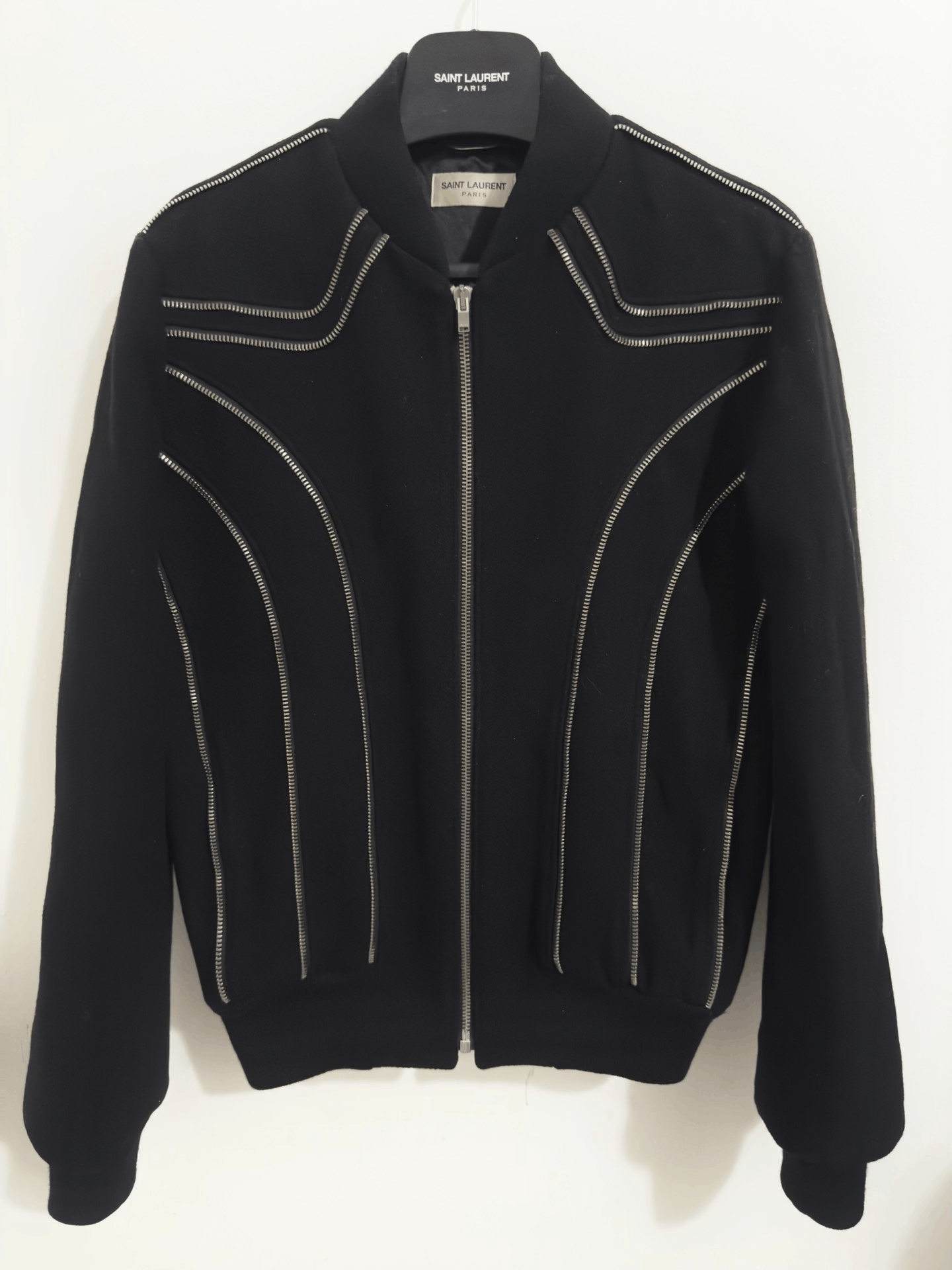 Saint Laurent Paris Saint Laurent Multi-Zipper Wool Baseball Jacket Size US S / EU 44-46 / 1 - 1 Thumbnail