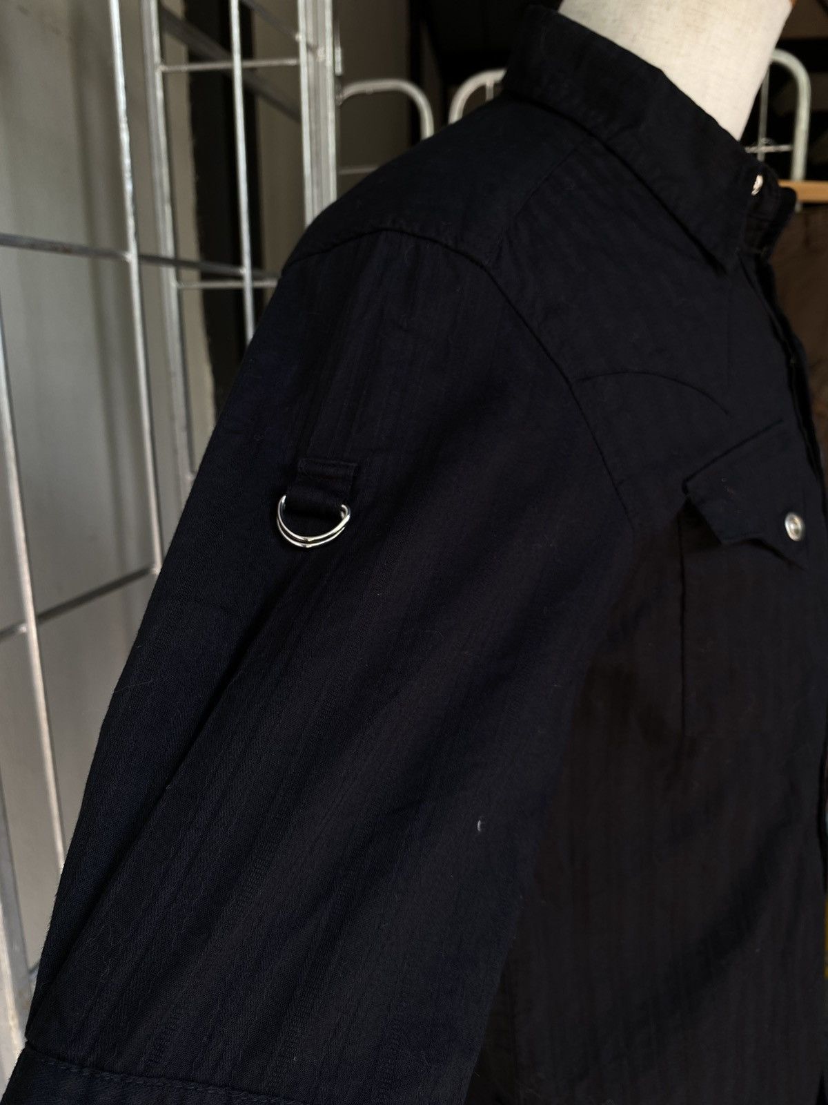 Designer × Japanese Brand Y2K Black Punk Shirt with Button & Sleeve Detail. Size US M / EU 48-50 / 2 - 8 Thumbnail
