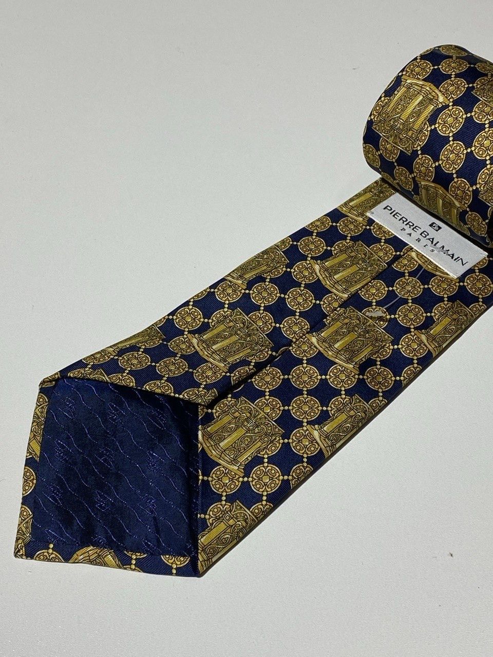 Balmain Pierre Balmain Vintage Tie Silk Baroque Gold Blue Size ONE SIZE - 4 Thumbnail