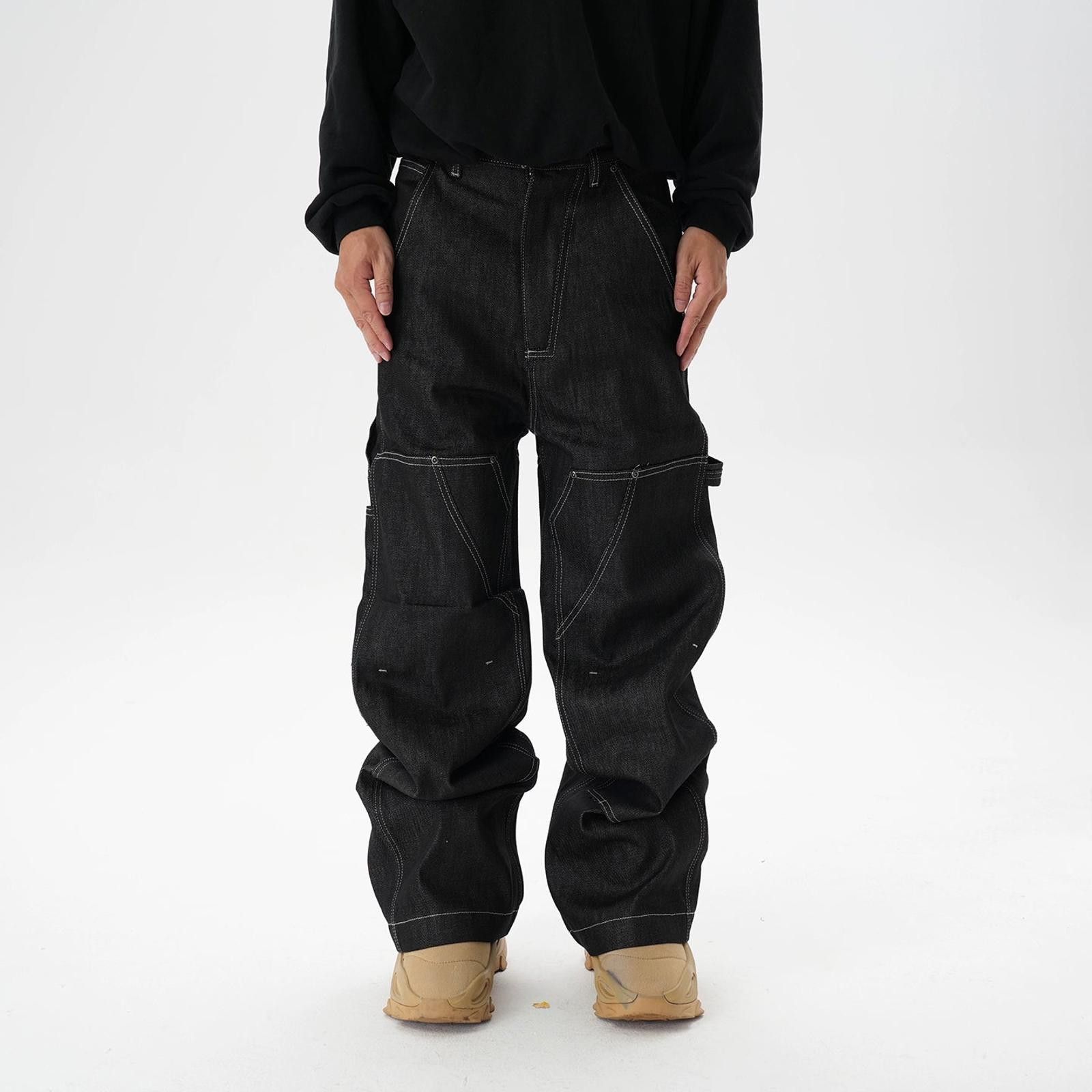 Japanese Brand Black Baggy Carpenter Jeans, Loose Fit Workwear Pants Size US 32 / EU 48 - 7 Thumbnail