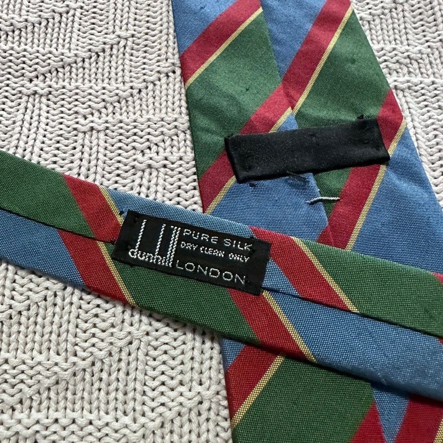 Alfred Dunhill Dunhill blue, red, and green striped silk tie Size ONE SIZE - 4 Thumbnail