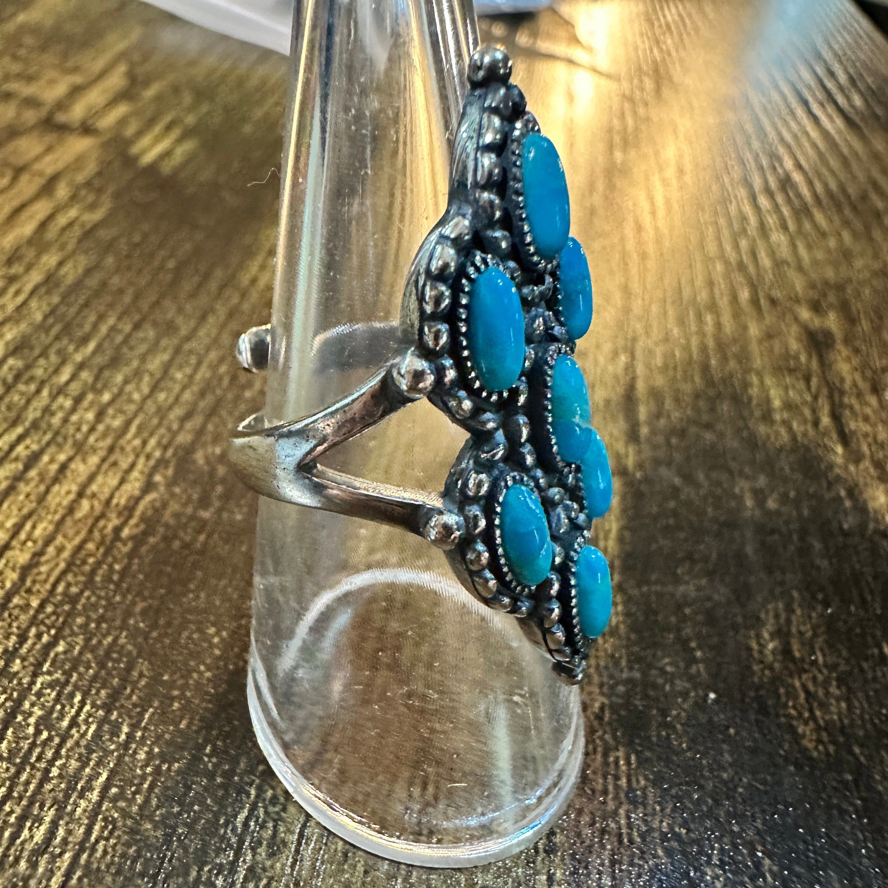 Other Native American Turquoise Elegance: Adjustable Antique Sterl Size ONE SIZE - 8 Thumbnail