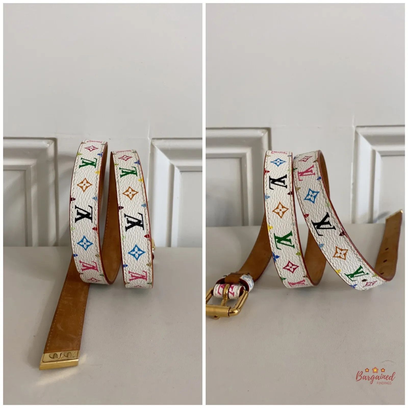 Louis Vuitton × Takashi Murakami Louis Vuitton Multicolor Monogram Coated Canvas Leather Belt Size ONE SIZE - 3 Thumbnail