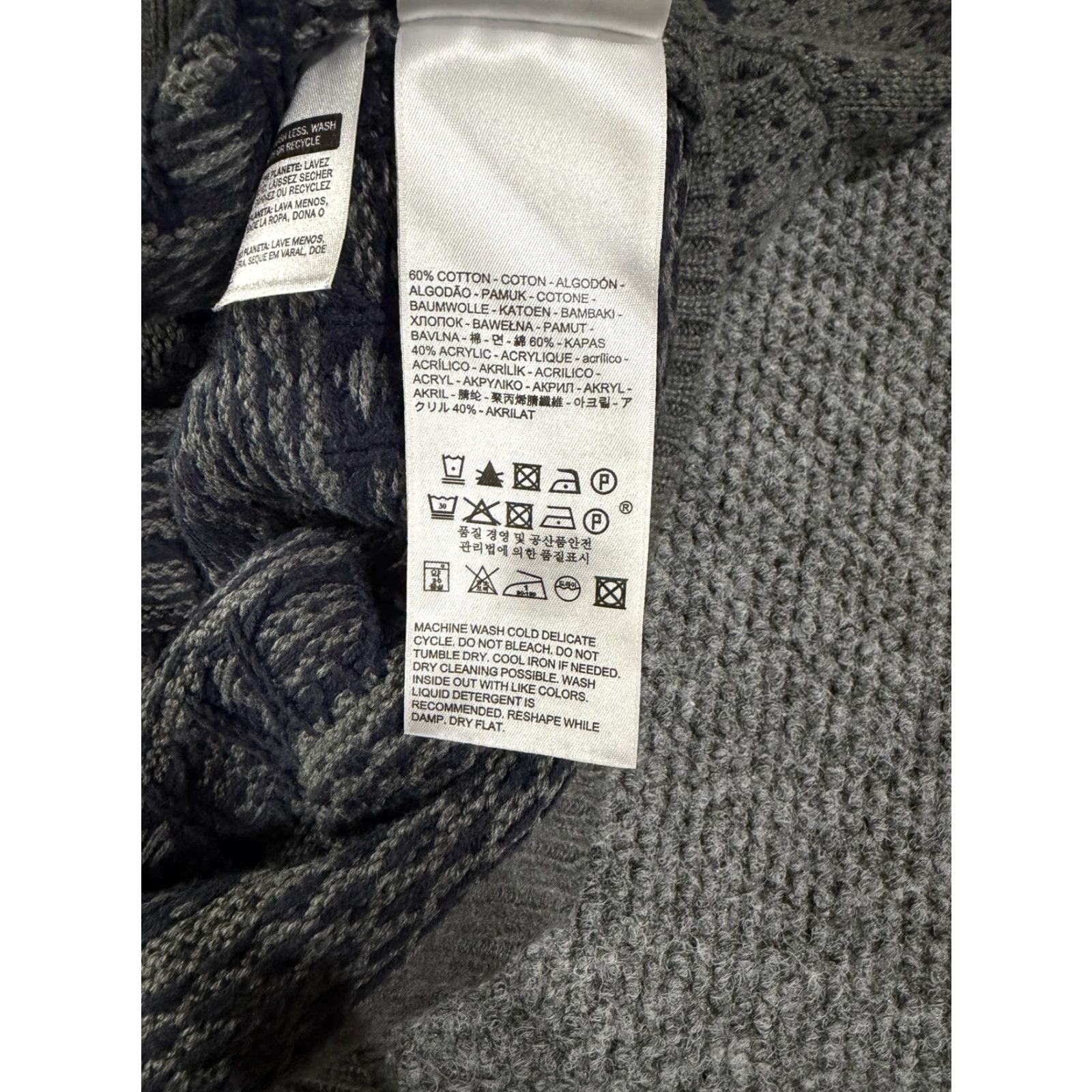 Levi's Levi's Mens XL Gray Fair Isle Pattern Shawl Collar Pullover Knit Winter Sweater Size US XL / EU 56 / 4 - 5 Thumbnail