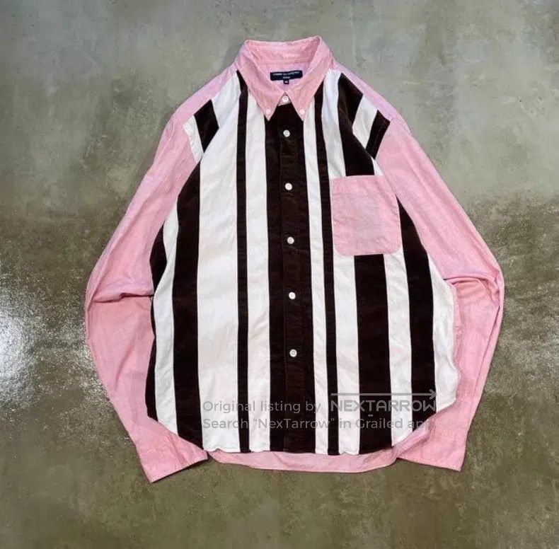 Comme des Garcons Comme Des Garcons Pink and Brown Color Block Shirt Size US M / EU 48-50 / 2 - 1 Thumbnail