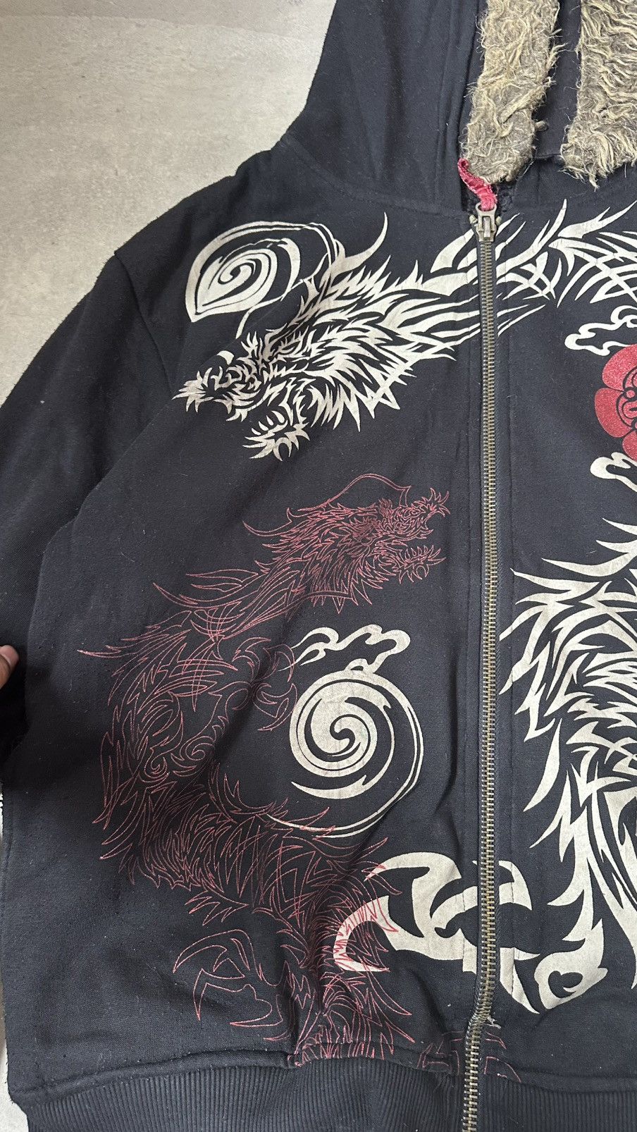 Japanese Brand VINTAGE JAPAN DRAGON SHERPA TATTOE HOODIE Size US L / EU 52-54 / 3 - 3 Thumbnail