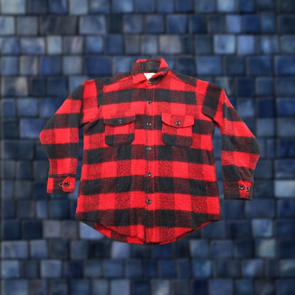 Vintage VINTAGE Melton Flannel Mens M Buffalo Wool Plaid Button Up Camp Shirt USA MADE Size US M / EU 48-50 / 2 - 1 Thumbnail