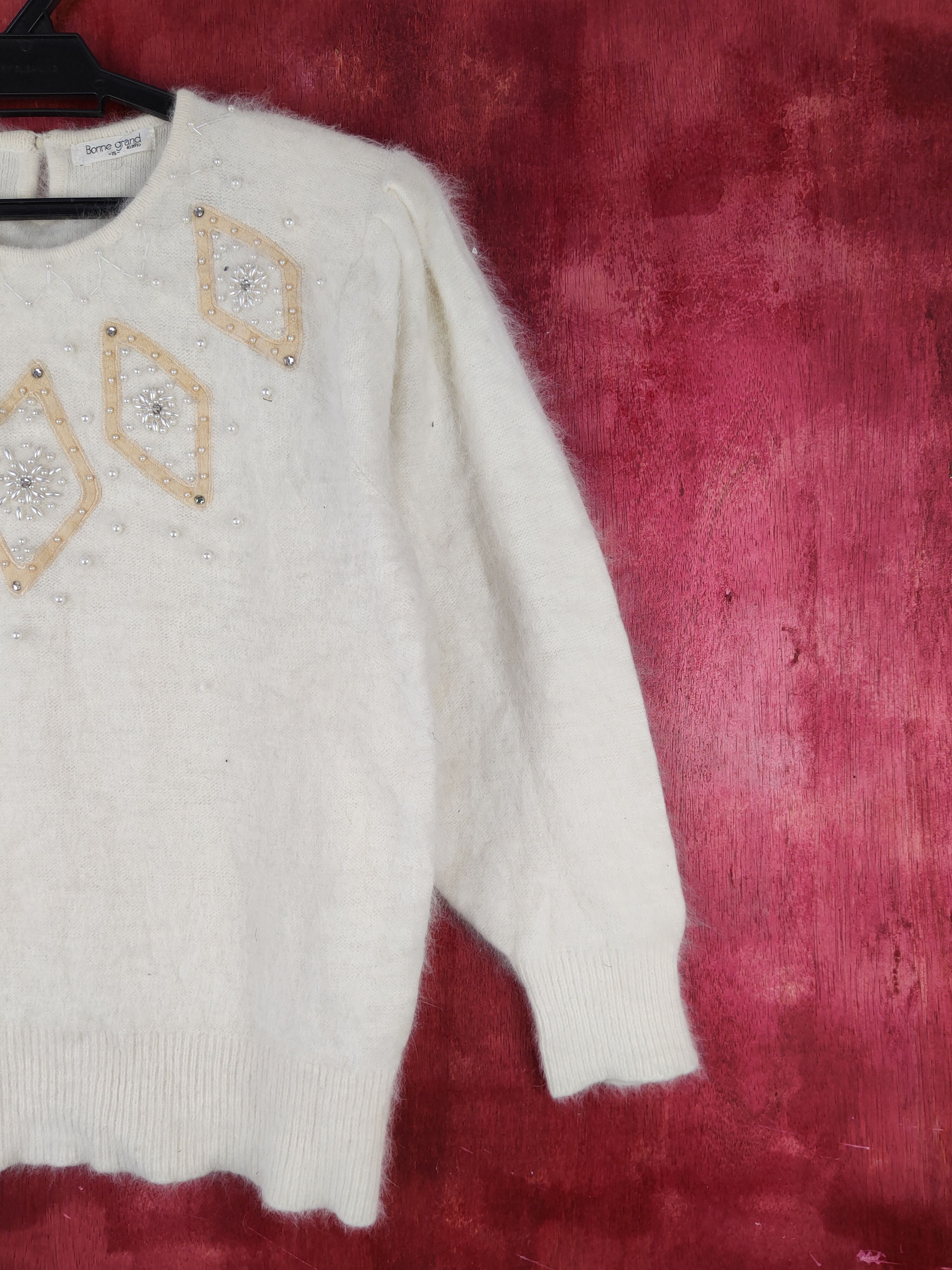 Homespun Knitwear Bonne Grand Cream Shag Shaggy Fur Mohair Knitwear #S2066 Size M / US 6-8 / IT 42-44 - 6 Thumbnail
