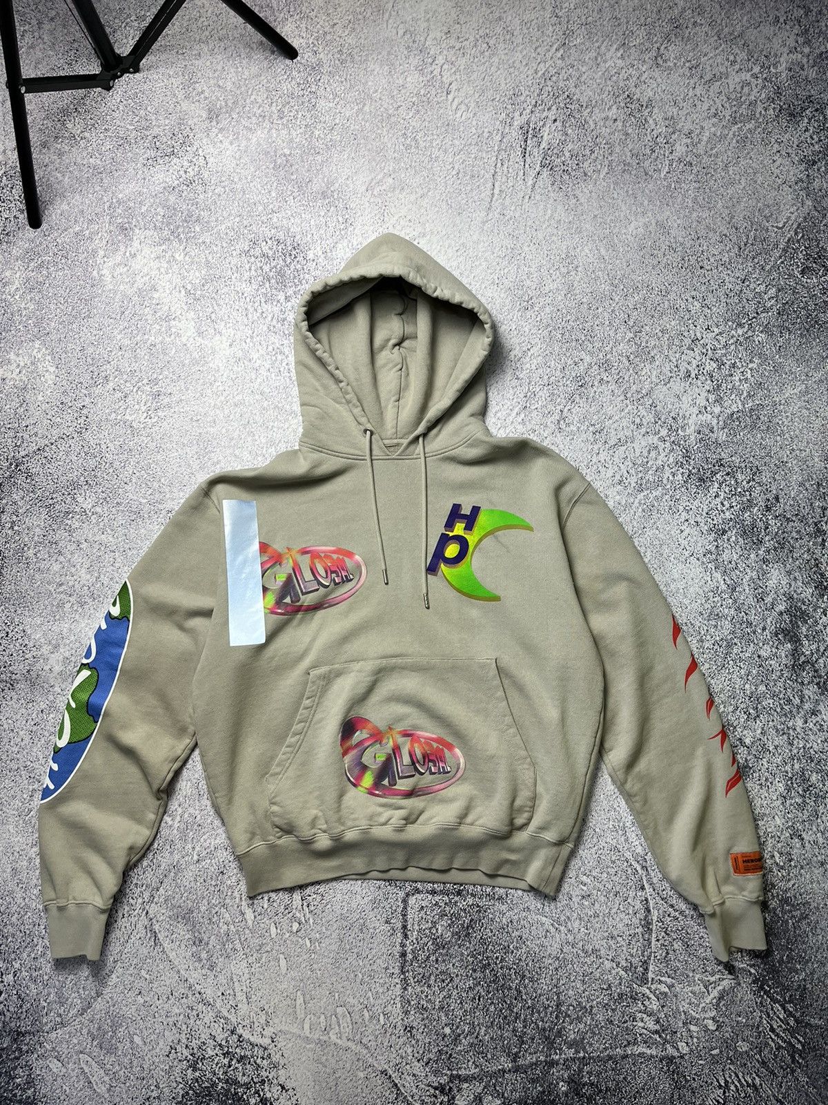 image of Heron Preston Dove Стиль Grey Streetwear Men's Hoodie (Size Medium)