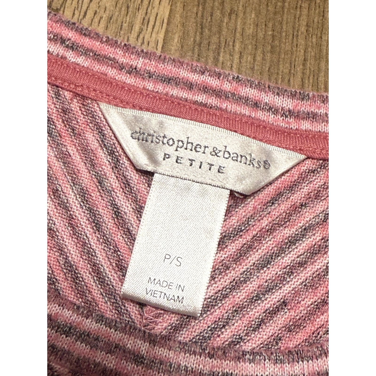 Vintage Christopher & Banks Shirt Women Petite Small Pink Grey Stripe Long Sleeve Shirt Size S / US 4 / IT 40 - 5 Thumbnail