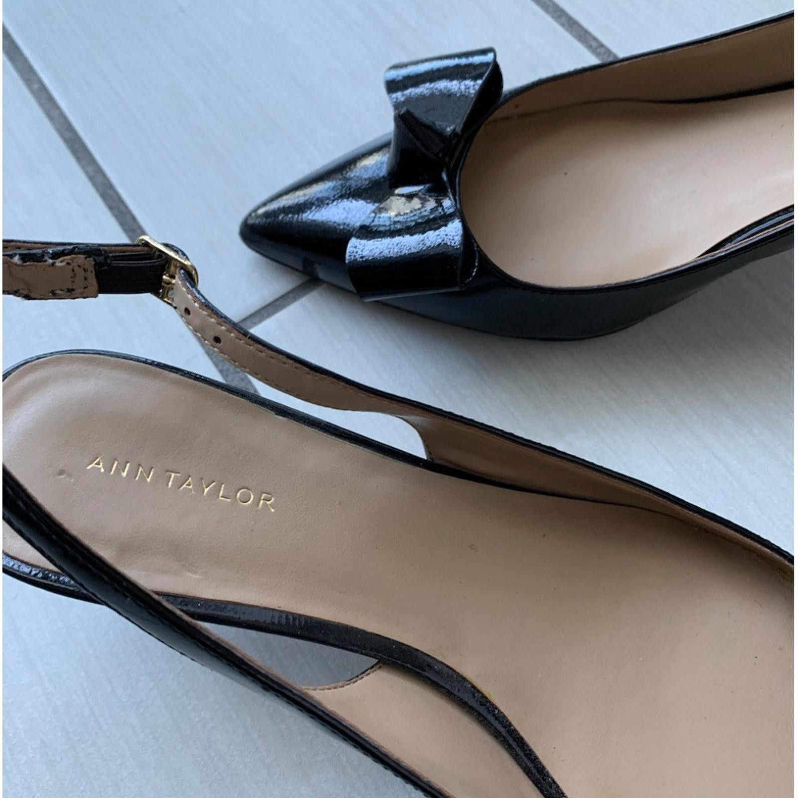 Ann Taylor Ann Taylor Paten Leather Bow Sling Back Size US 6.5 / IT 36.5 - 3 Thumbnail