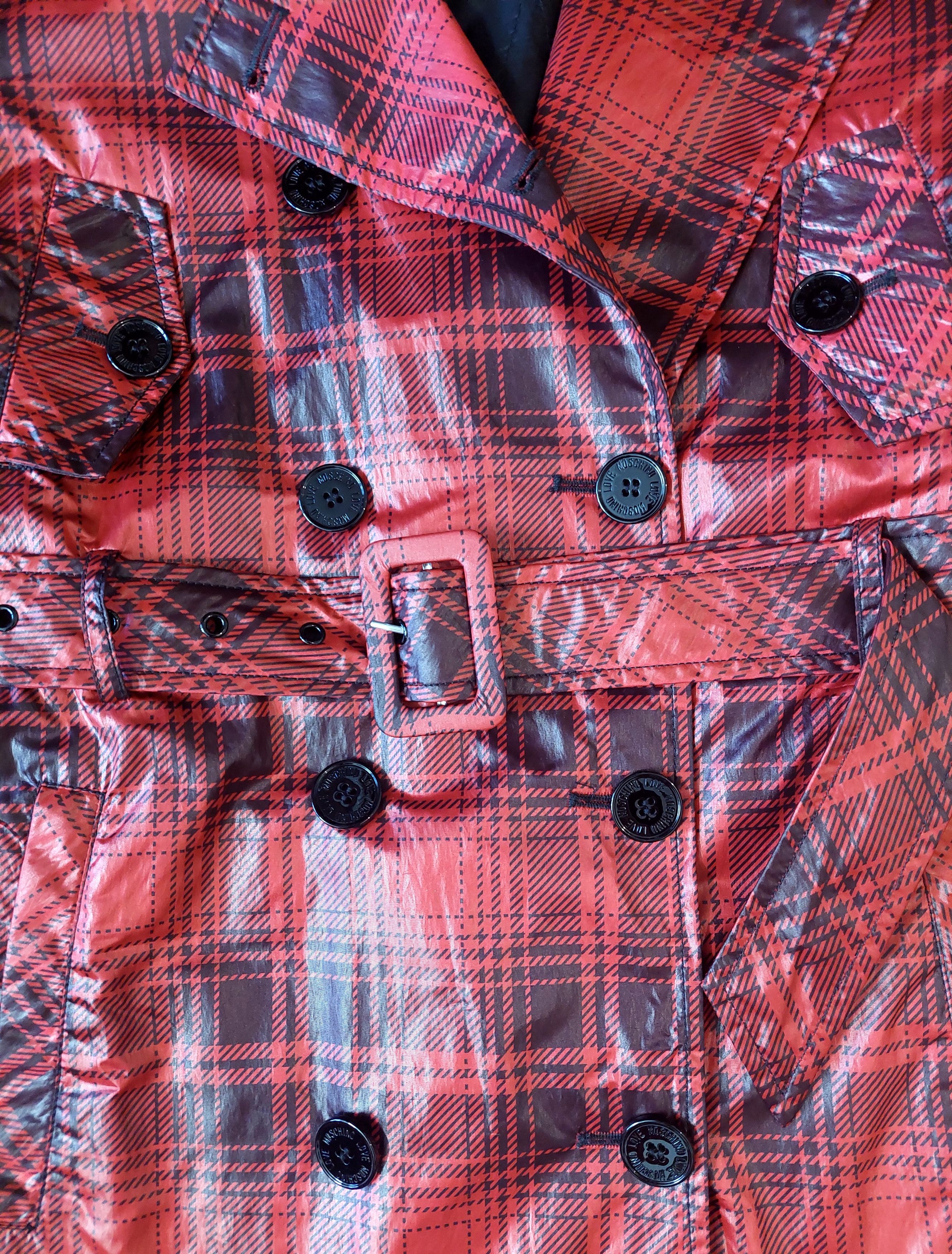 Love Moschino Love Moschino Red Tartan Rain Trench Coat Size IT 40 US 4 Size S / US 4 / IT 40 - 7 Thumbnail