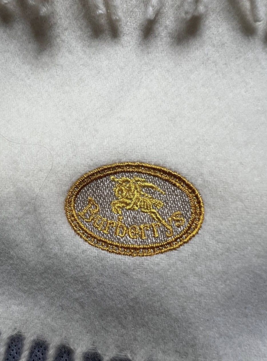 Burberry Scarf Burberry's Vintage Cream Embroidered Logo 🧣 Size ONE SIZE - 2 Thumbnail