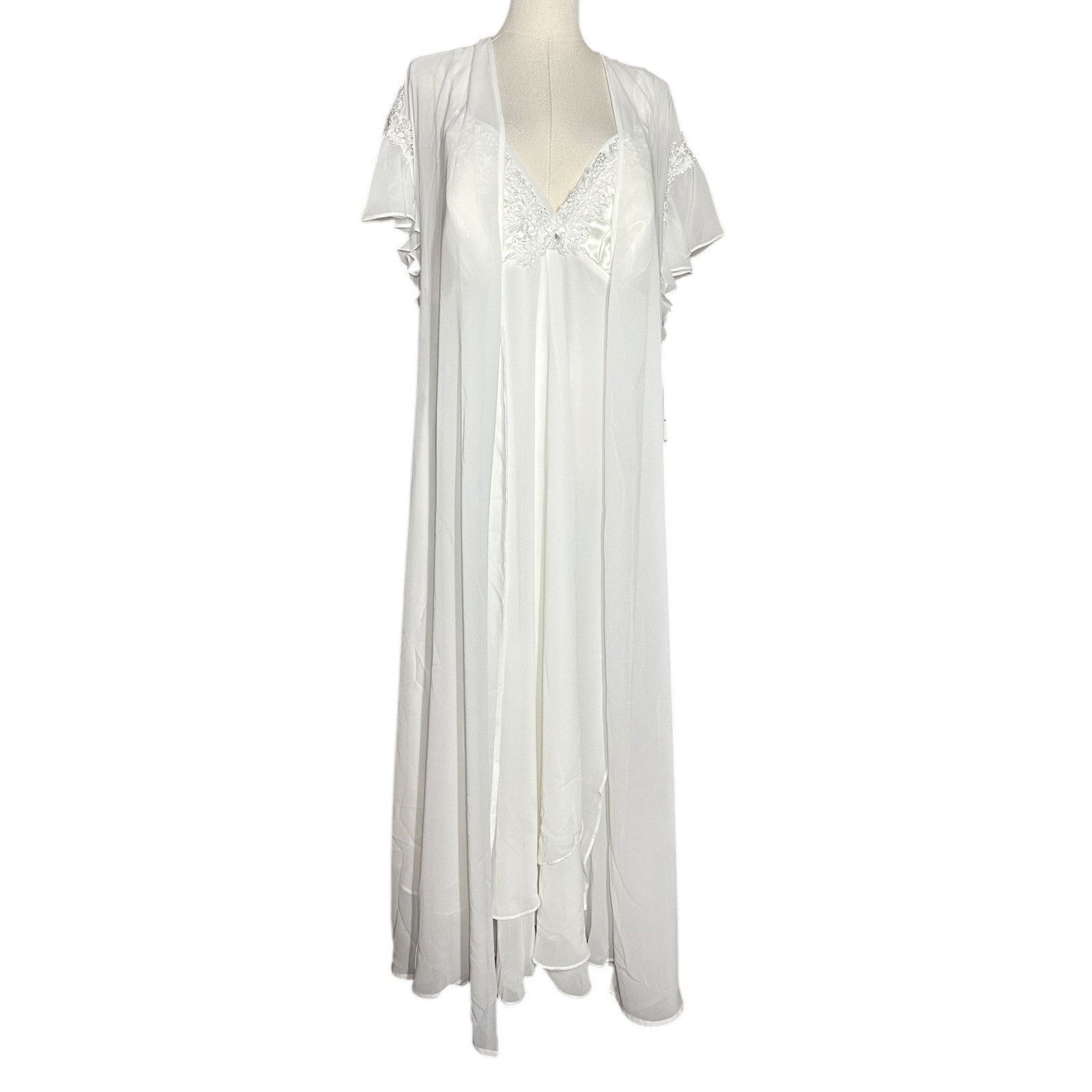 Flora Nikrooz Sheer Ivory Bridal Lingerie Robe Gown Set 1X in White, Women's