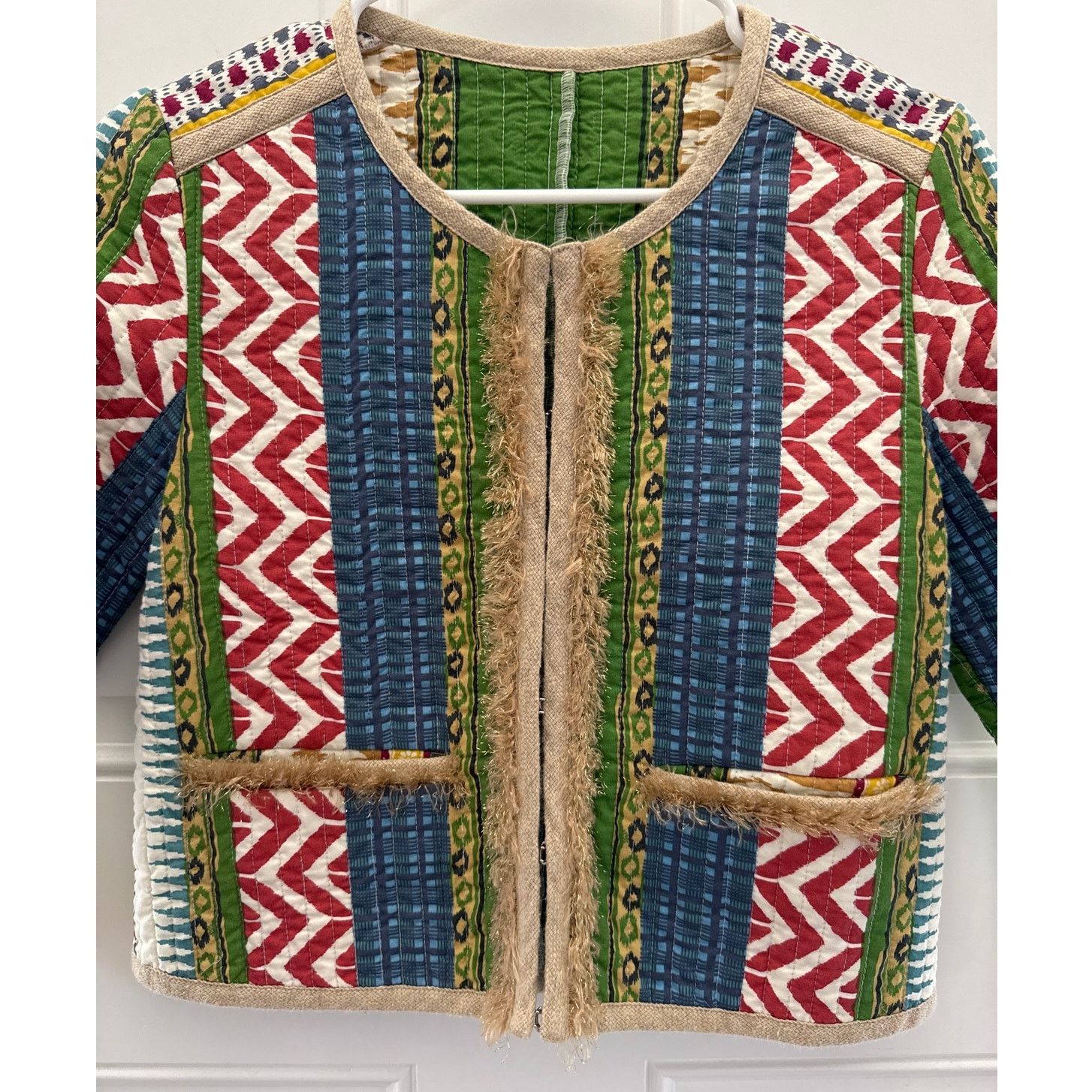 Other Cropped Boho chic quilted colorful fringed jacket x small Size XS / US 0-2 / IT 36-38 - 14 Thumbnail
