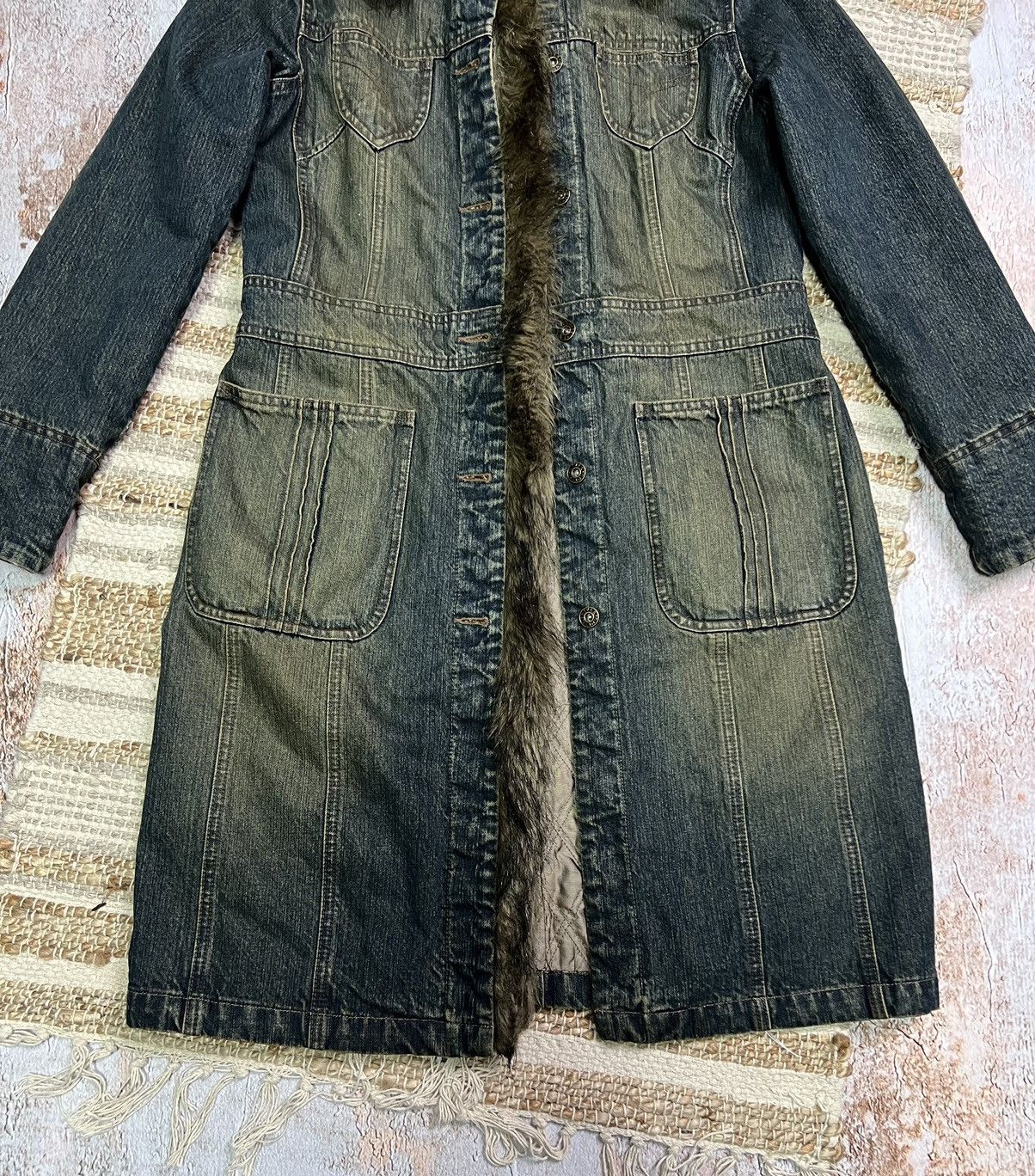 Vintage Vintage Japanese style river island acid washed denim coat Size S / US 4 / IT 40 - 2 Thumbnail