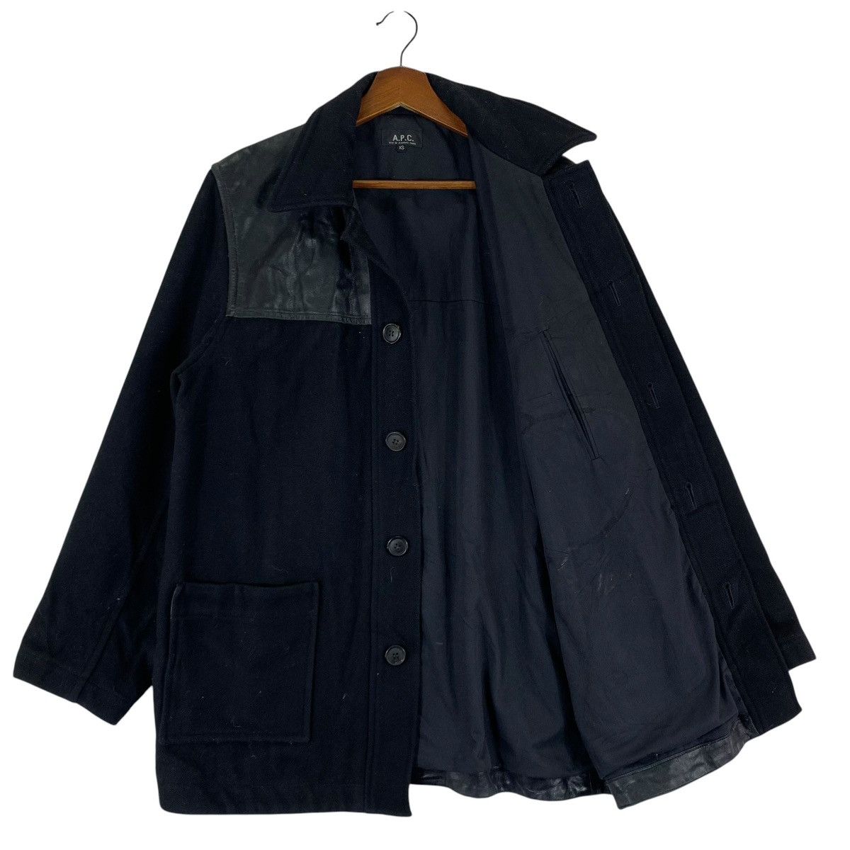 A.P.C. VINTAGE A.P.C FRANCE LEATHER PART WOOL BUTTON JACKET Size US XS / EU 42 / 0 - 6 Thumbnail