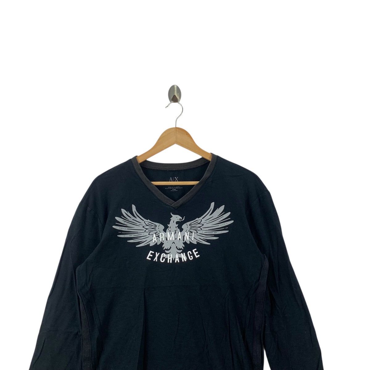 Armani Exchange ARMANI EXCHANGE AX Eagle Crest Logo V Neck Tee Shirt Top Size L / US 10 / IT 46 - 2 Thumbnail