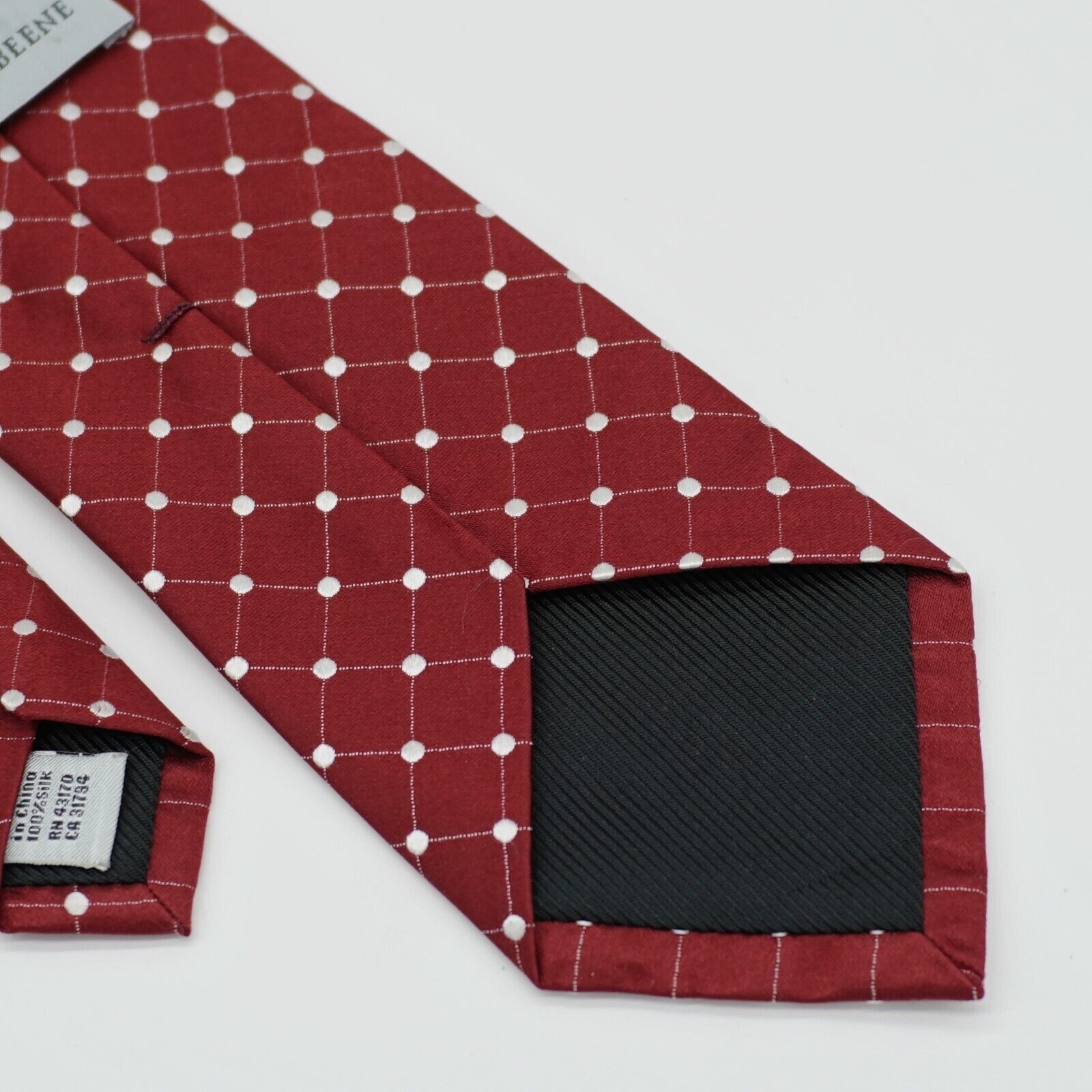 Vintage Geoffrey Beene Red Woven Polka Dot Check Silk Tie Size ONE SIZE - 5 Thumbnail