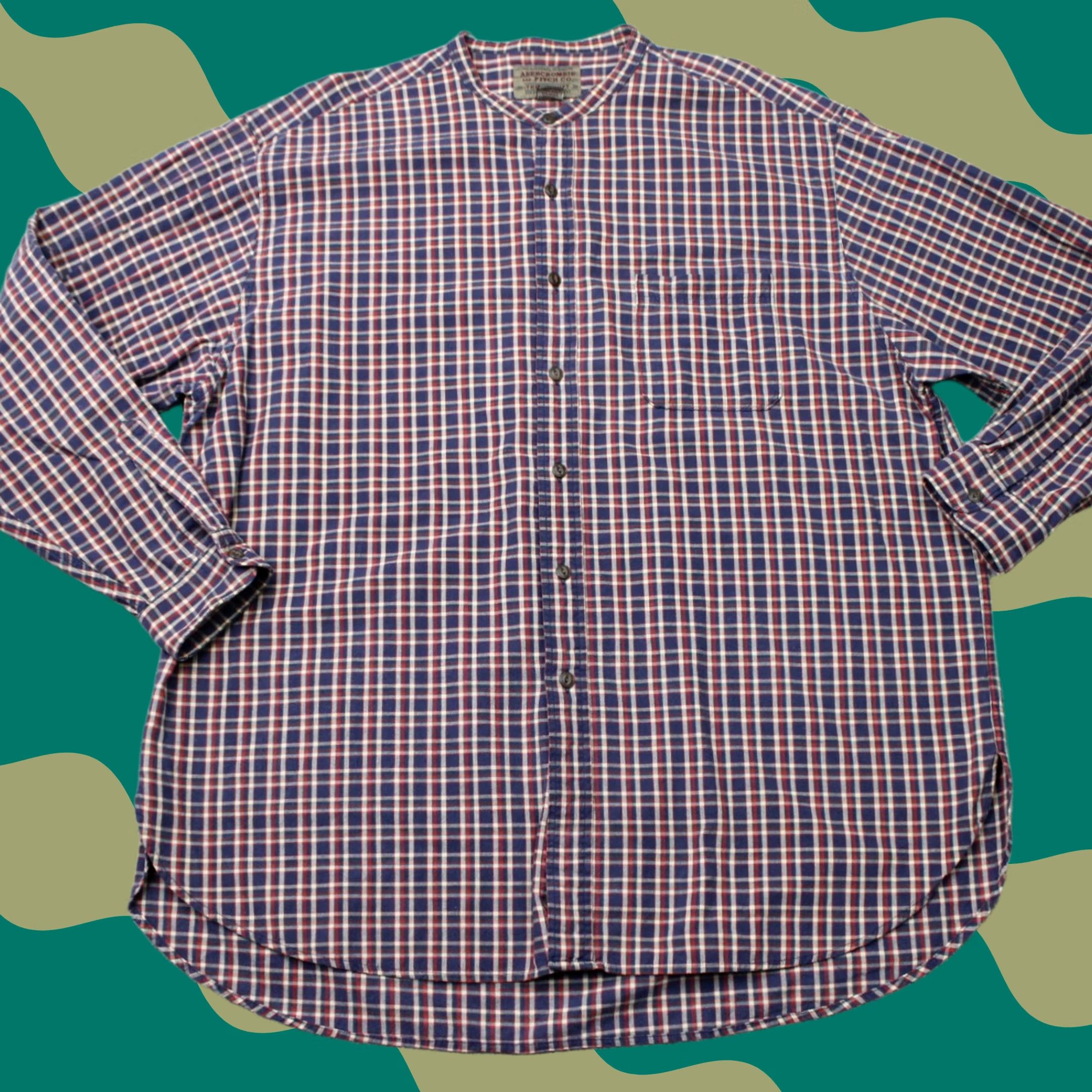 Abercrombie & Fitch Abercrombie & Fitch The Big Shirt Mens XL Red/Blue VTG 100% Cotton Long Sleeve Size US XL / EU 56 / 4 - 1 Thumbnail