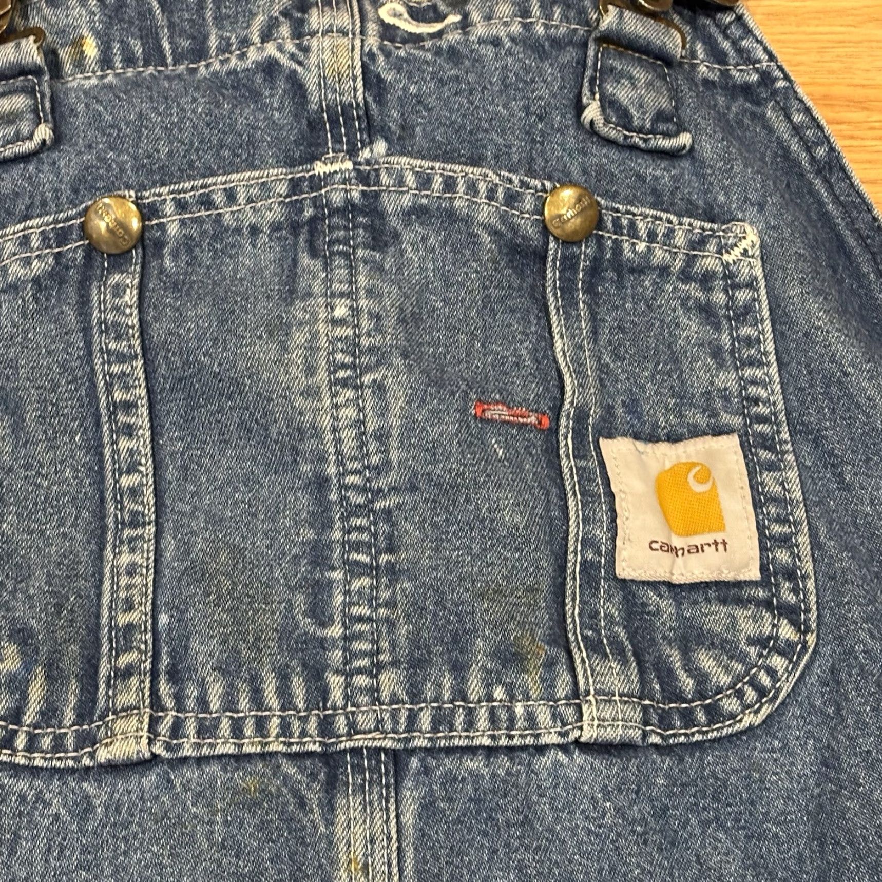 Carhartt VINTAGE Carhartt Overalls Jeans Work Bib Men's 38x32 Denim Blue 5-Pocket Distressed 90s Grunge USA Bib Jeans Mens Size US 38 / EU 54 - 2 Thumbnail