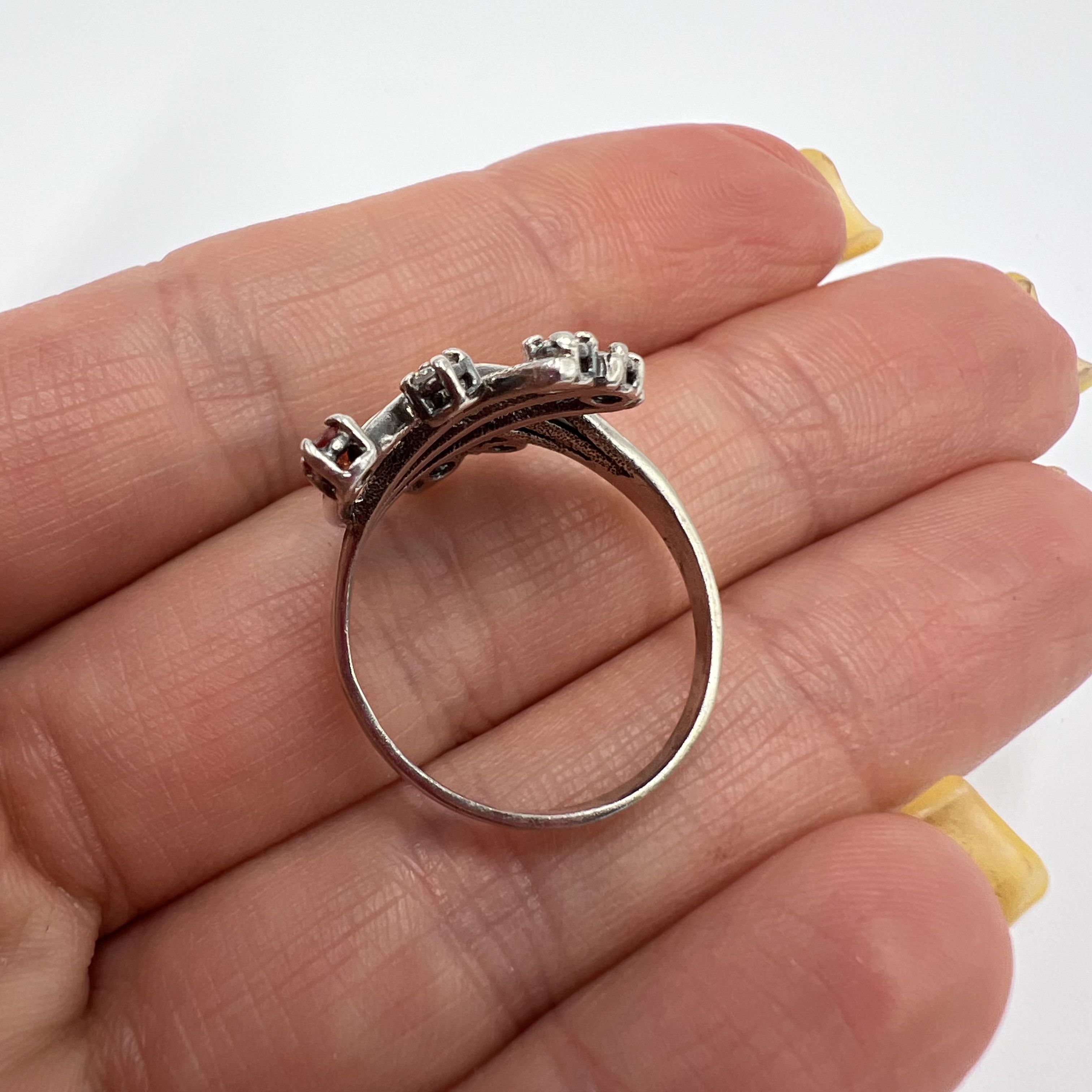 Vintage Vintage USSR Ring Sterling Silver 925 Stone Jewelry S 8U Size ONE SIZE - 6 Thumbnail