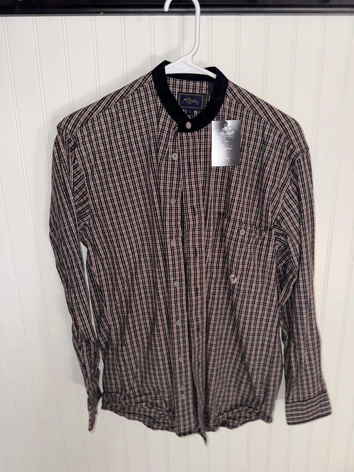 Roper Roper Men's Small Long Sleeve Plaid Shirt Size US S / EU 44-46 / 1 - 1 Thumbnail