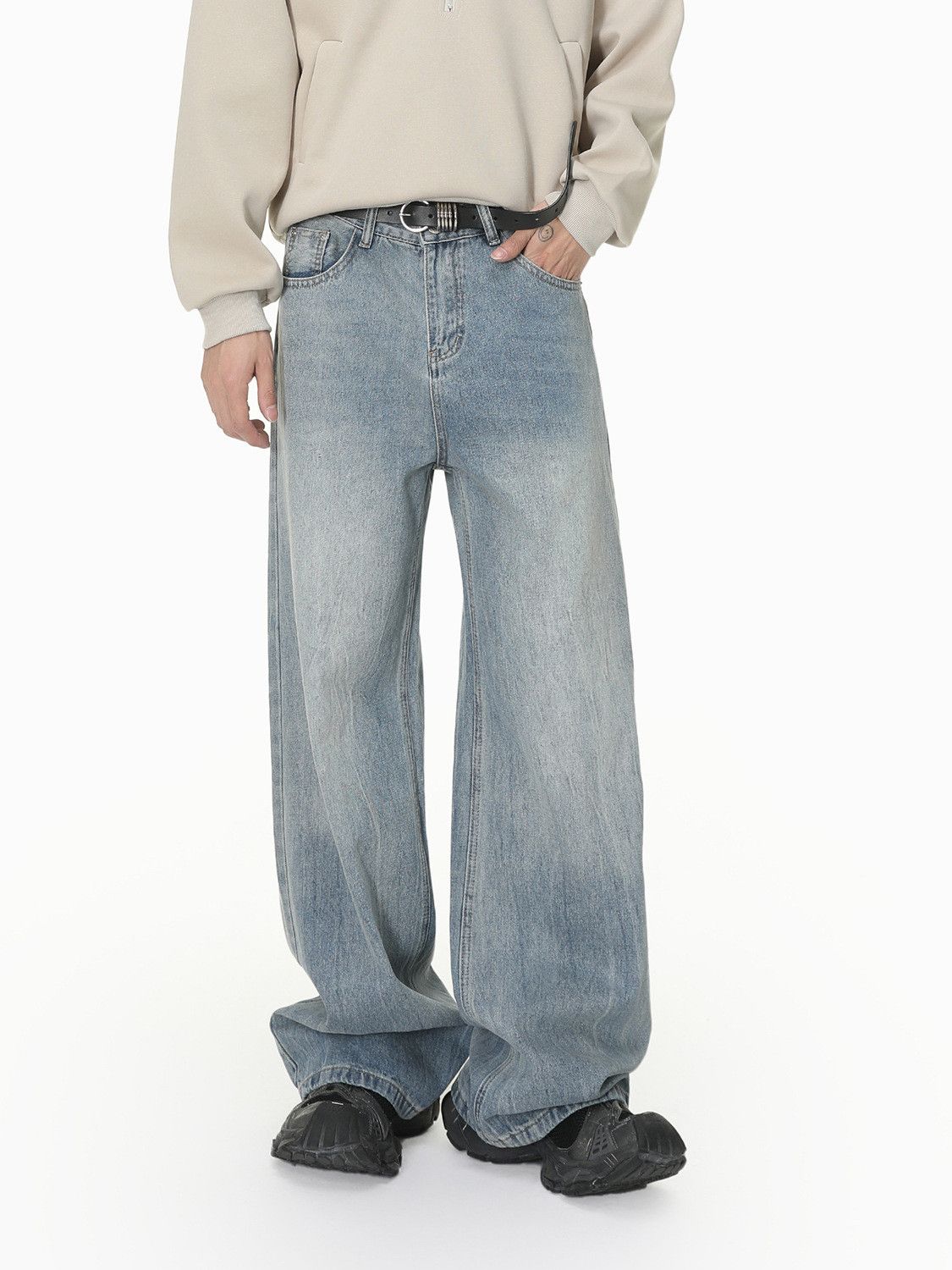 Vintage Men's Japanese Distressed Light Blue Washed Denim Jeans Size US 32 / EU 48 - 3 Thumbnail