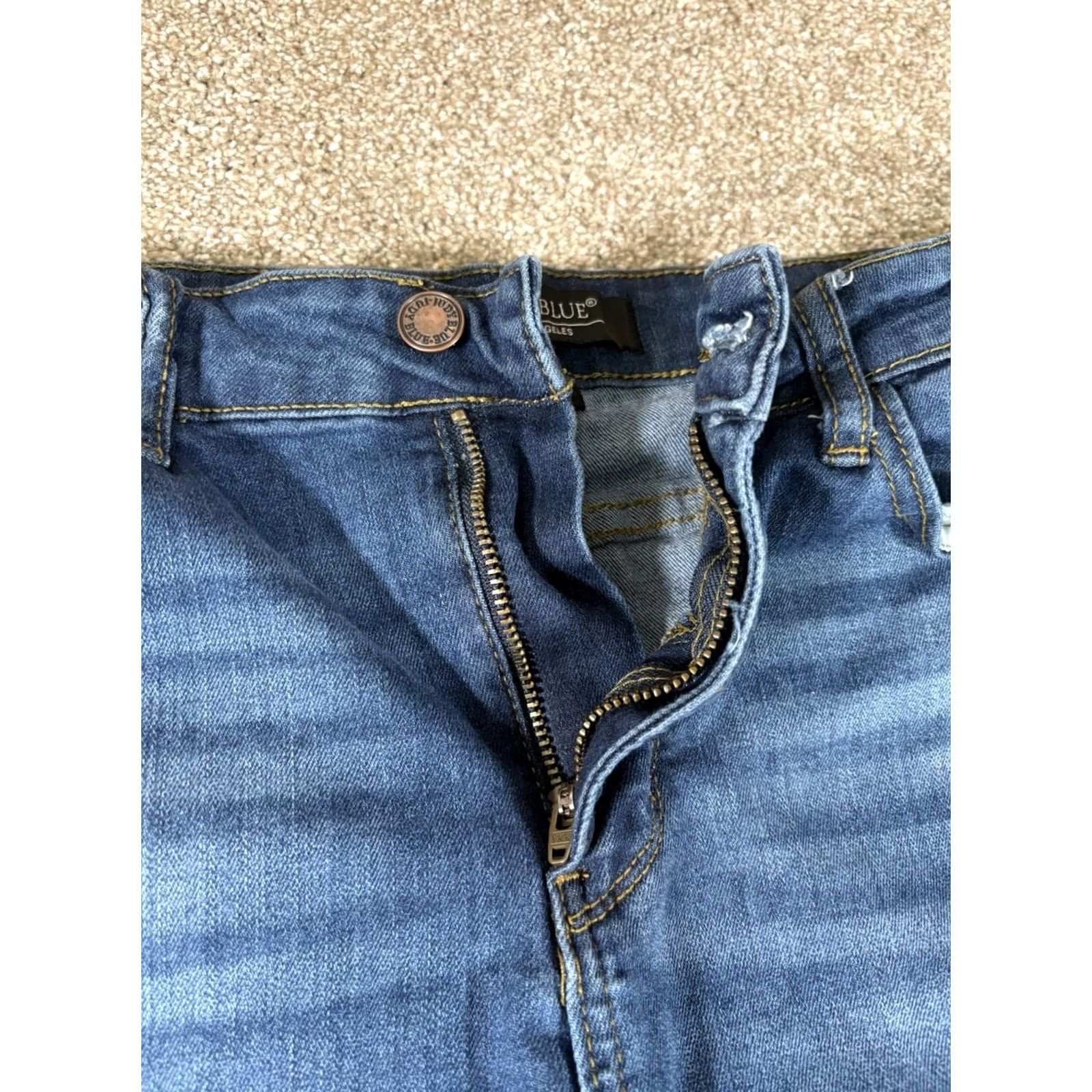 Denime Judy Blue Jeans Womens Size 32 Blue Denim Relaxed Fit Stretch Jeans Straight 5-Pocket Blue Womens Regular Fit Comfort Distressed Pocket City Size 24" / US 00 / IT 34 - 2 Thumbnail