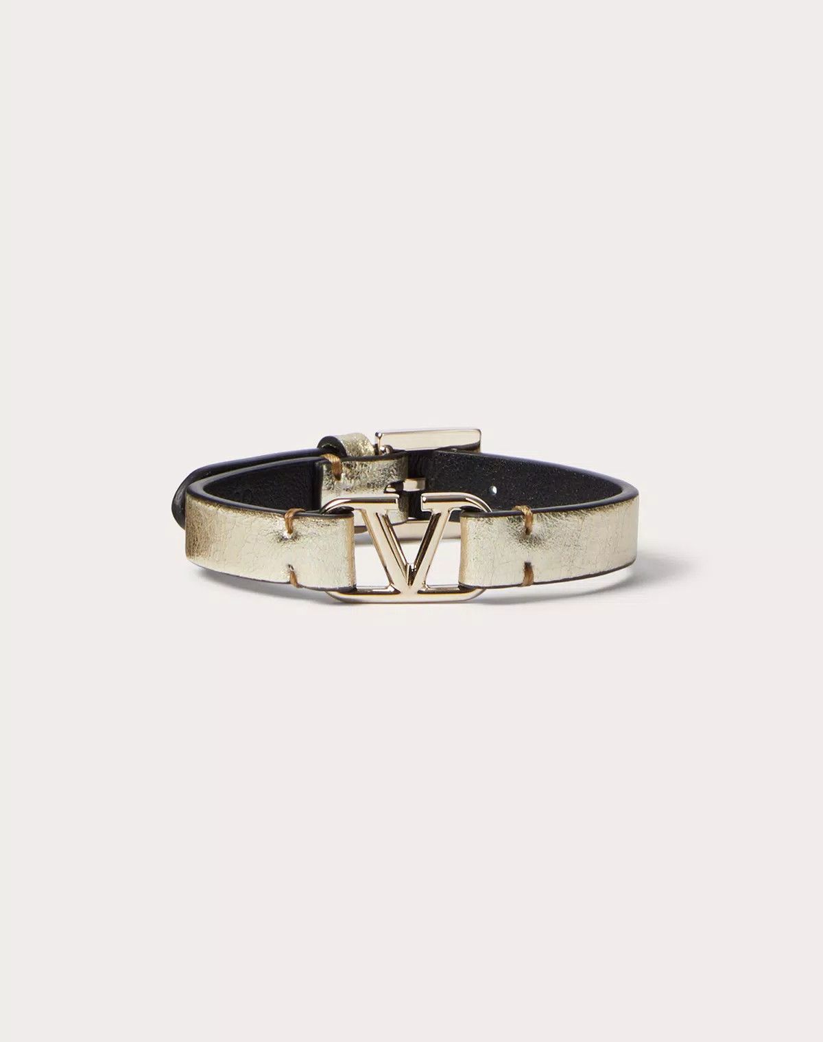 oc11z0725 Size:OS/ Calfskin Leather Bracelet in Silver
