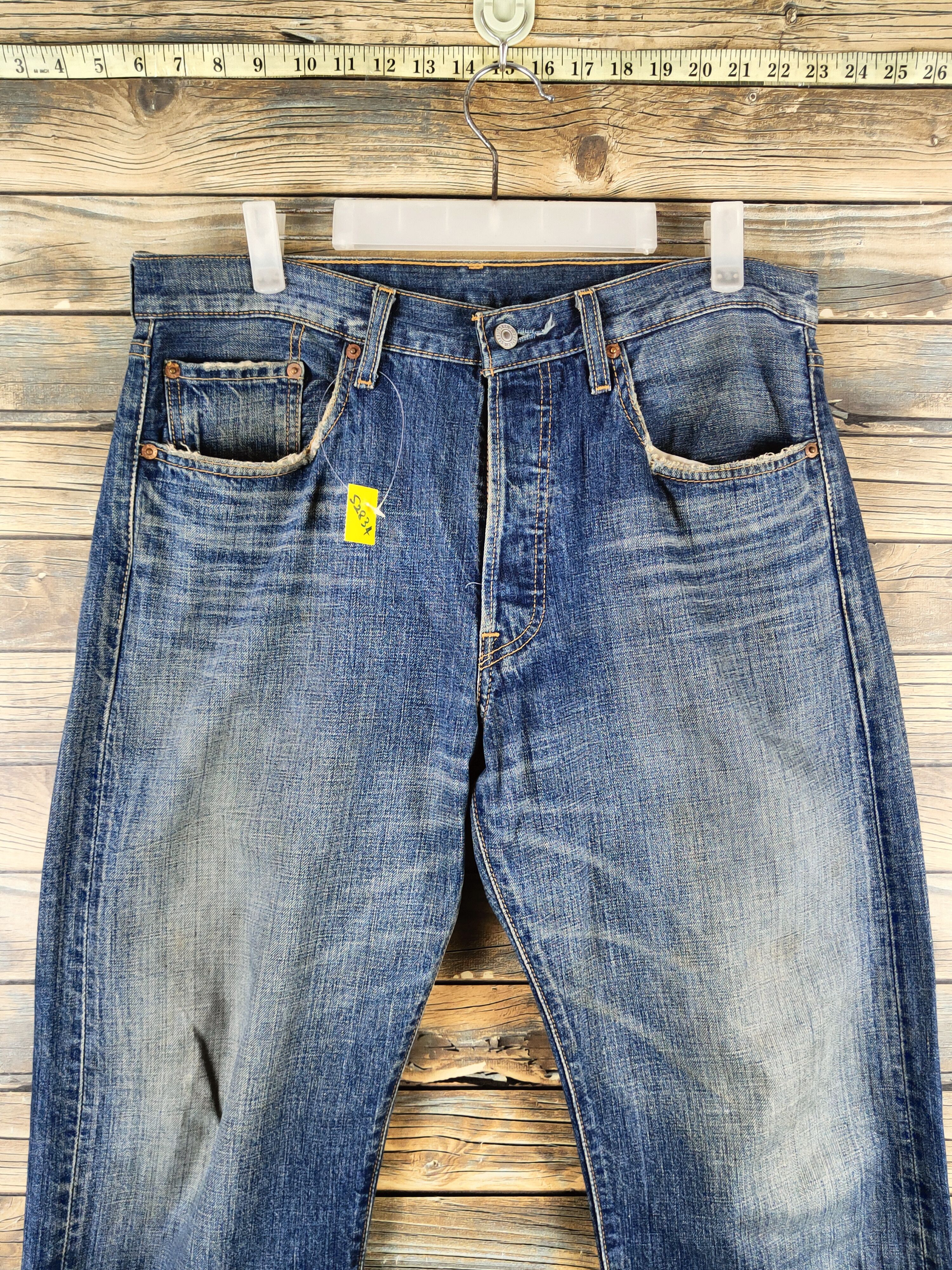 Levi's 501 Levi's Blue Distressed Ripped denim Jeans #S2834 Size US 33 - 2 Thumbnail