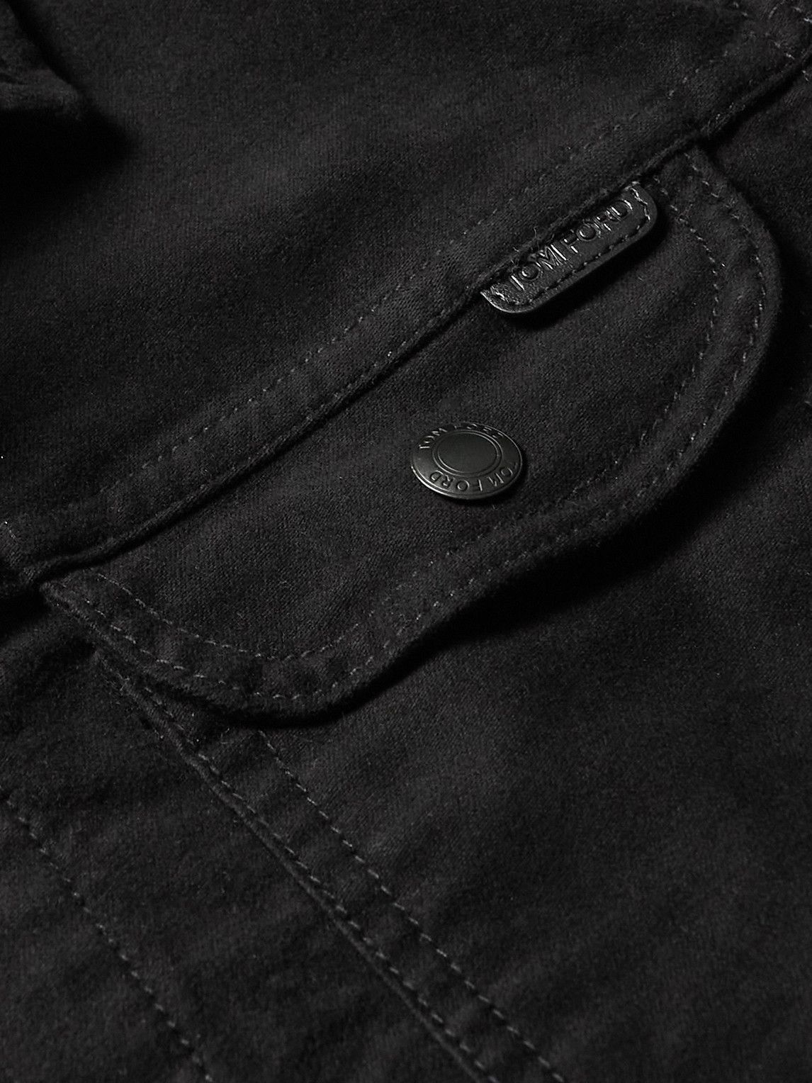 Tom Ford o1loc1c0326 Leather Trimmed Cotton Moleskin Jacket in Black Size US XXL / EU 58 / 5 - 3 Thumbnail