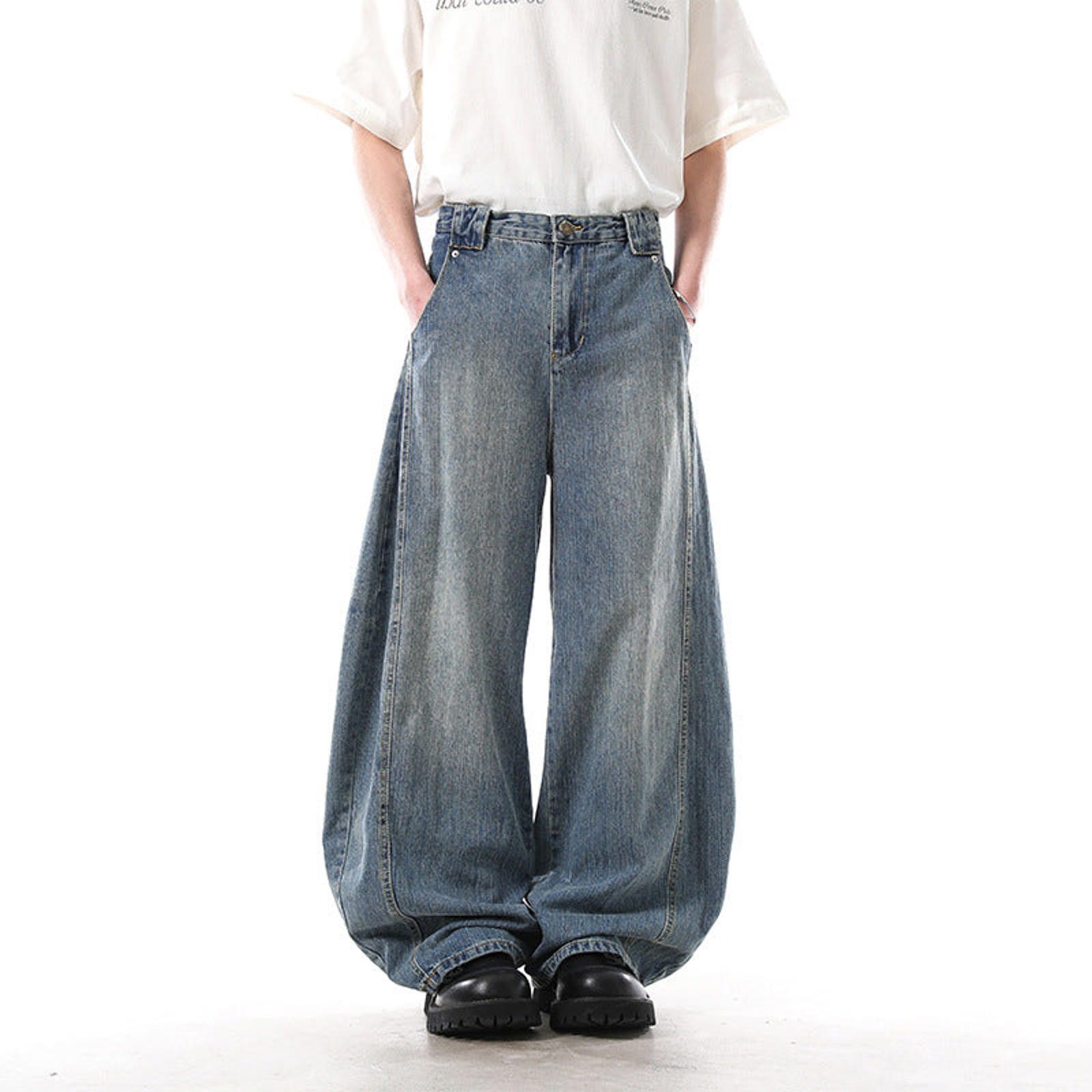 Vintage Blue Wide Leg Denim Jeans, Baggy Loose Fit Jeans Size US 32 / EU 48 - 3 Thumbnail