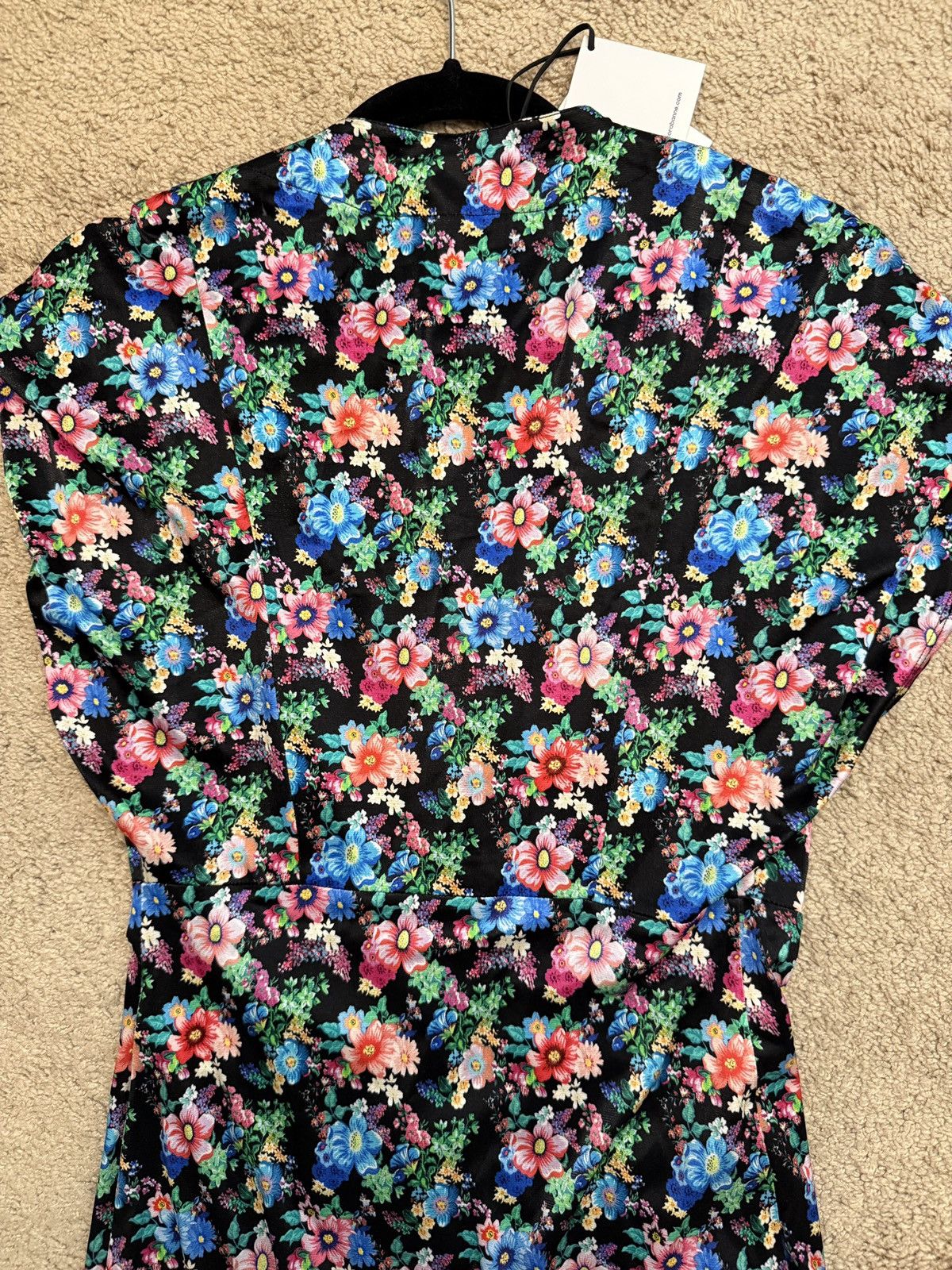 Paco Rabanne Paco Rabbane Gathered Floral Print Stretch Jersey Midi Dress Size M / US 6-8 / IT 42-44 - 7 Thumbnail